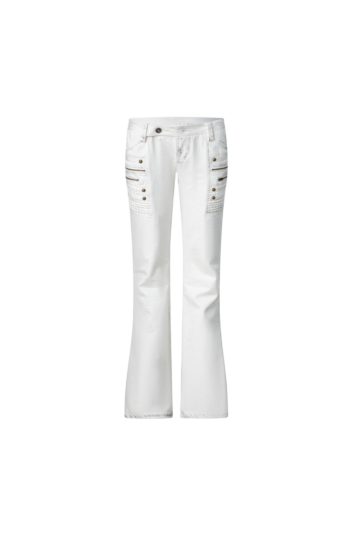 Flared Distressed Three-Dimensional Stitching Jeans