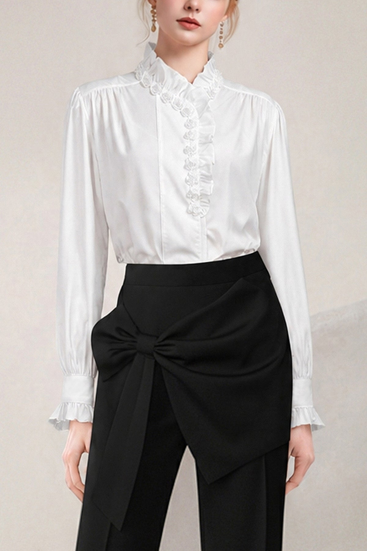 Ruffled Stand Collar Blouse