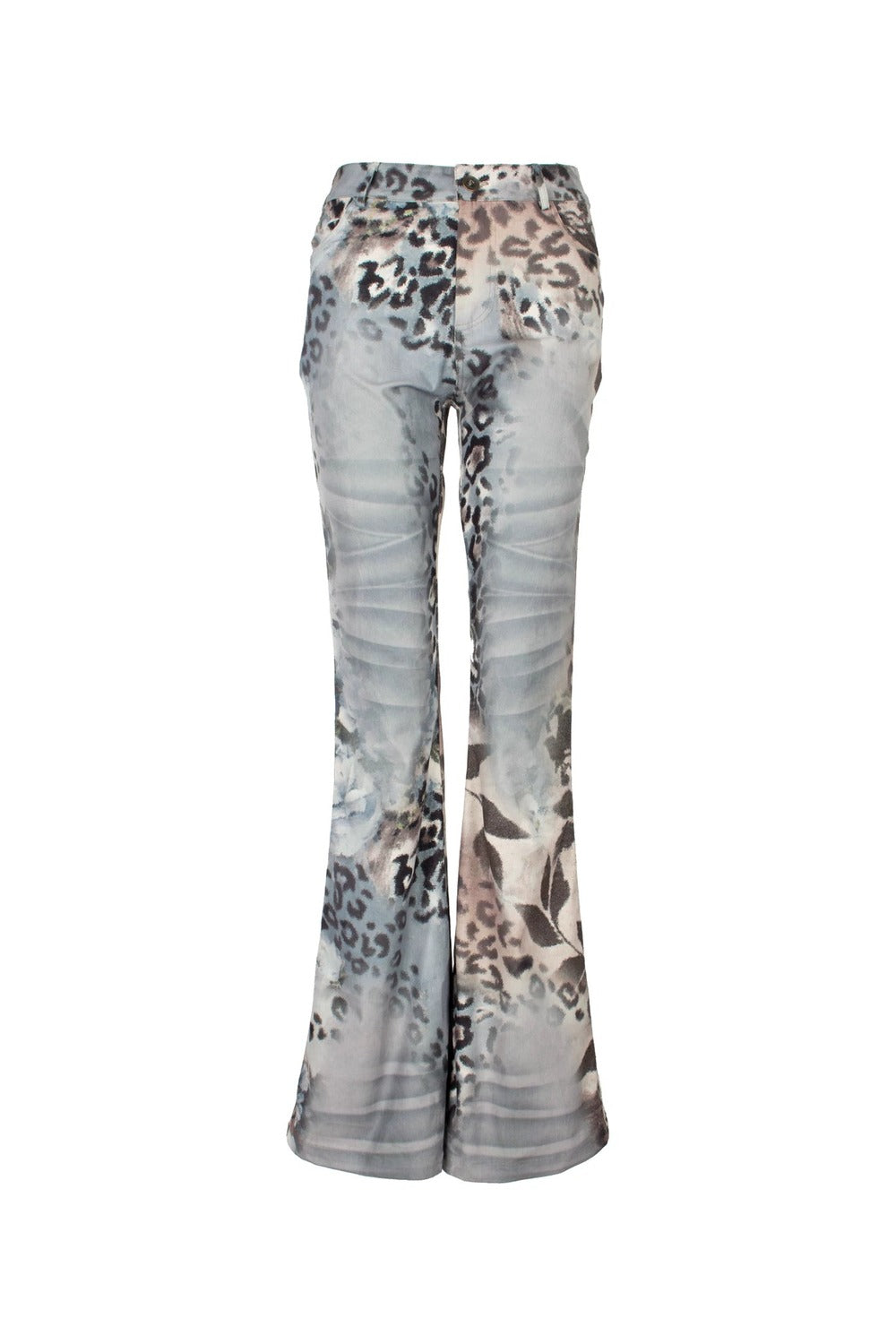 Retro Leopard Floral Flare Pants