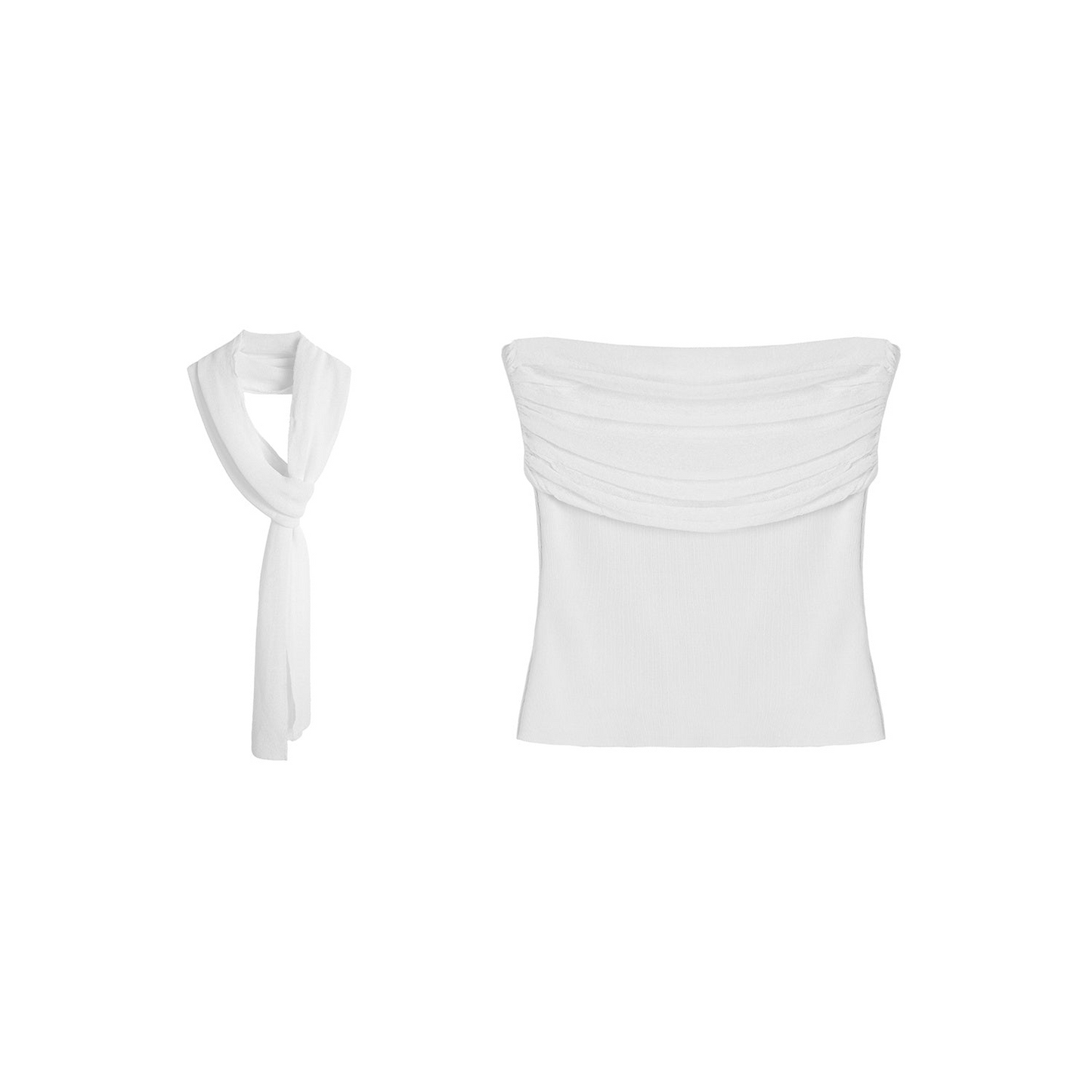 Misty Light Pleated Tulle Blouse Set