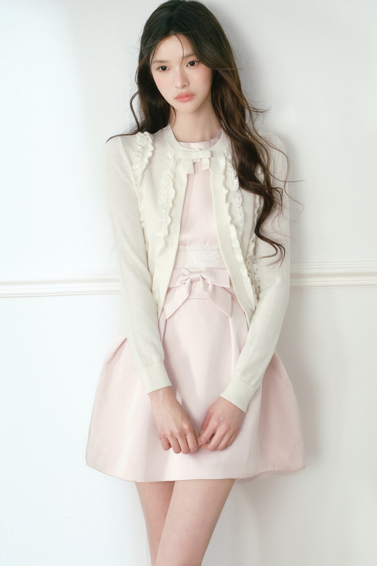Pink Satin Bow Sleeveless Dress