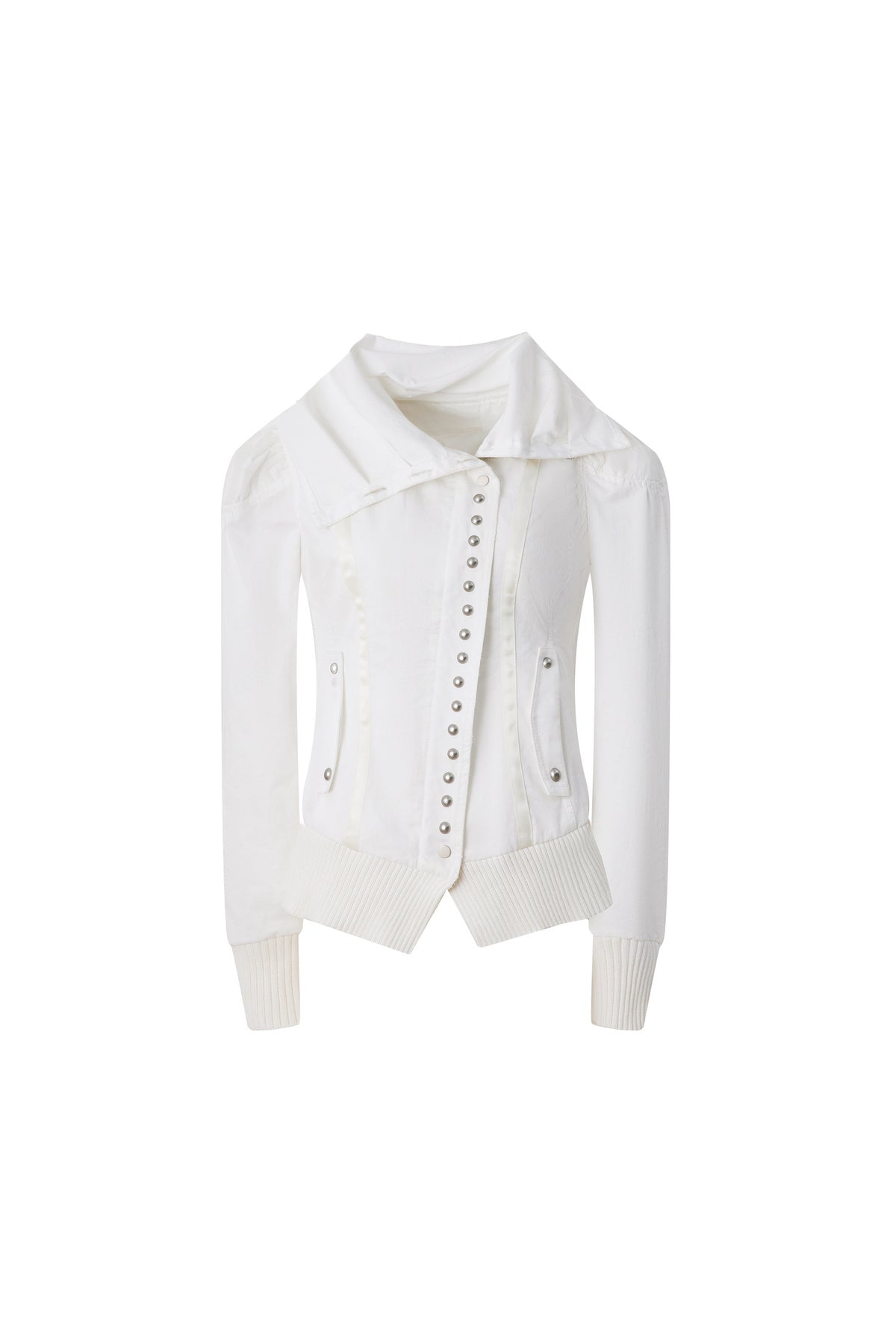 Asymmetrical High-Neck Court-Style Jacket