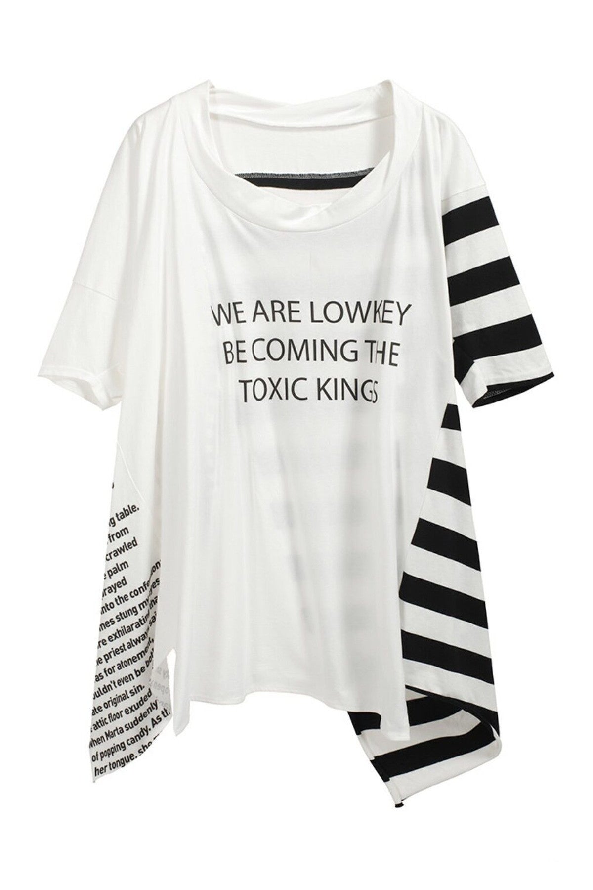 Vintage Letter Patchwork Stereo Cut Robe-Style T-shirt