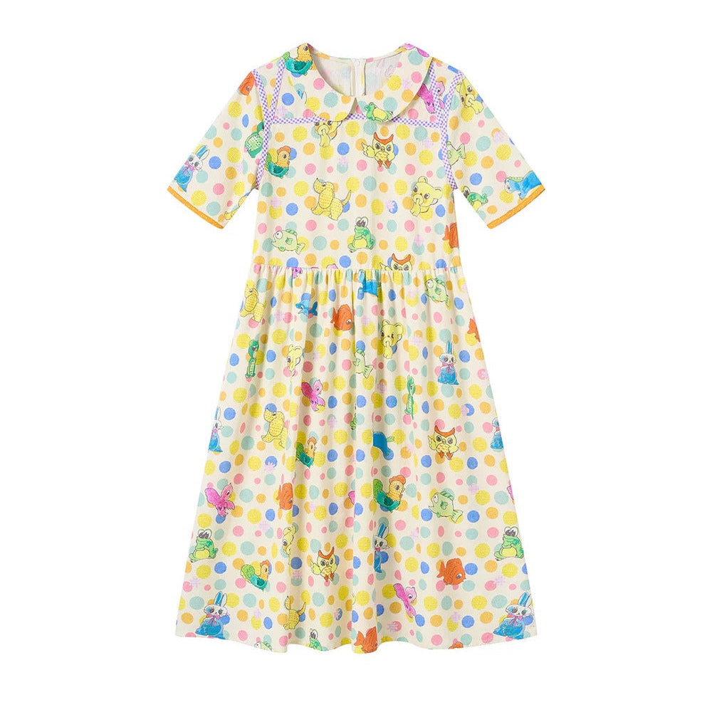 Robe blanc cassé à pois et graffiti