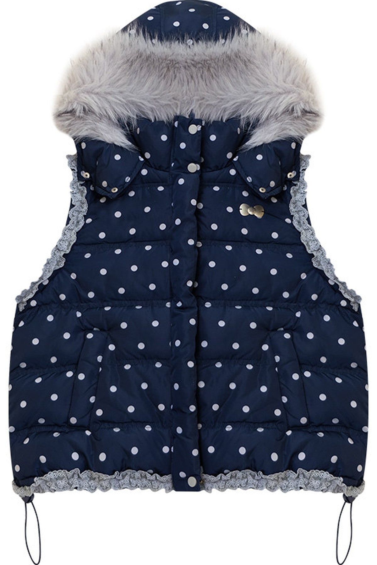 Polka Dot Hooded Down Vest