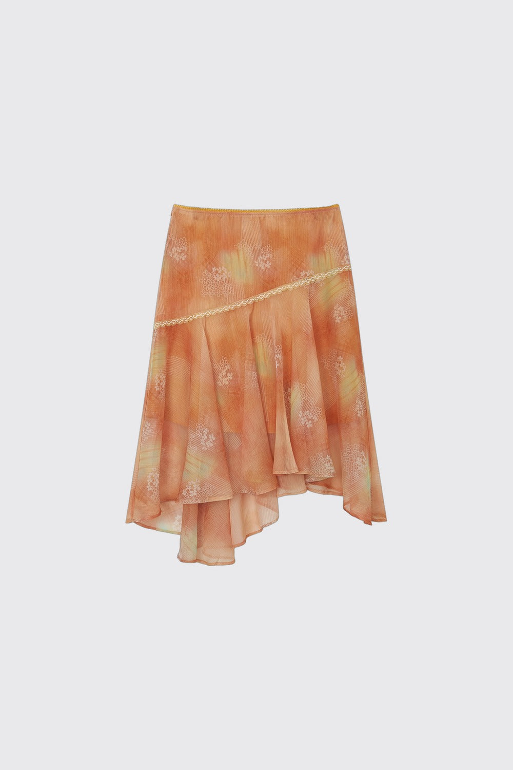 Irregular Lace Trim Chiffon Skirt