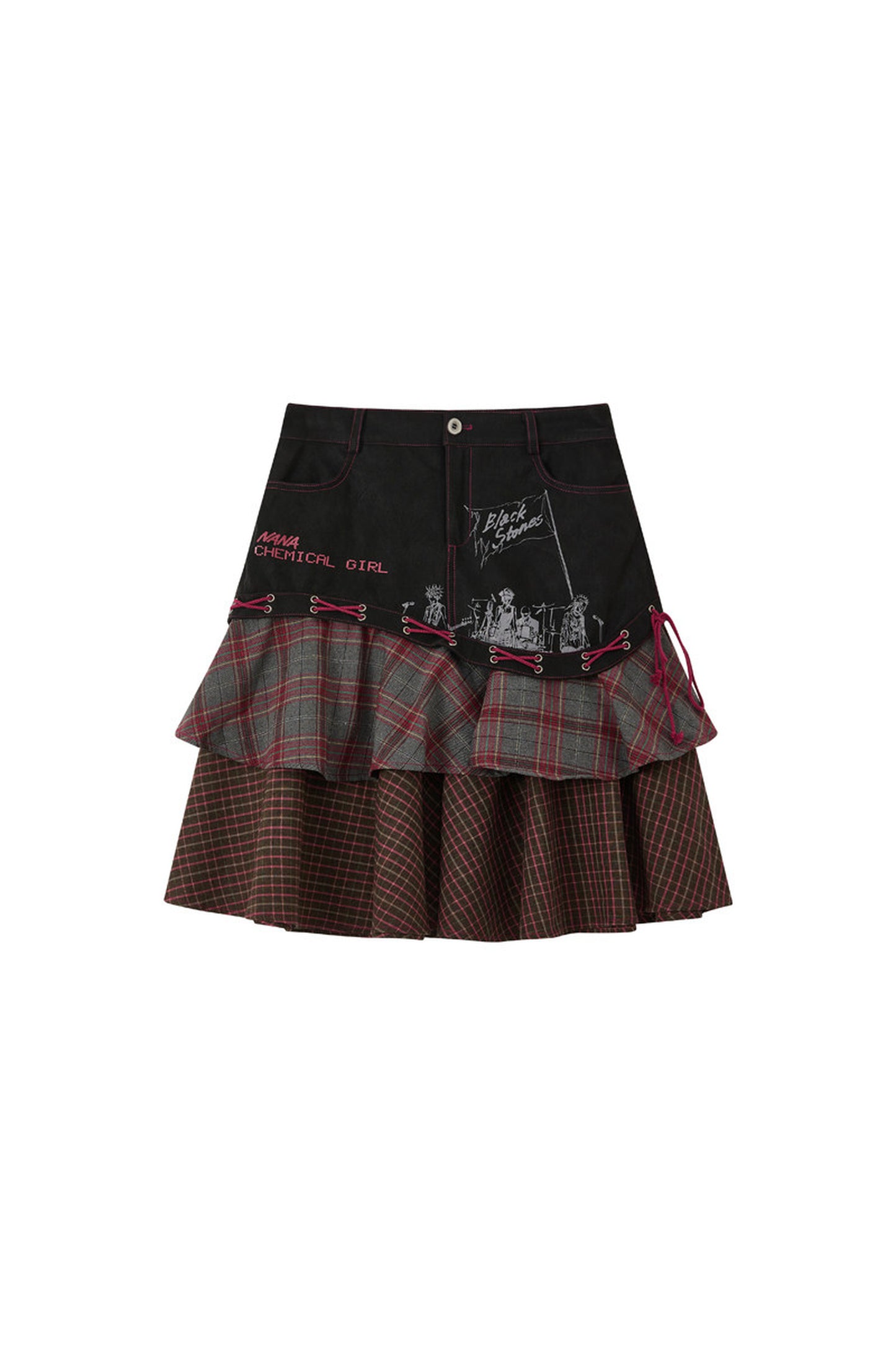Distressed Portrait Rock Band T-Shirt and Skirt Set-Up