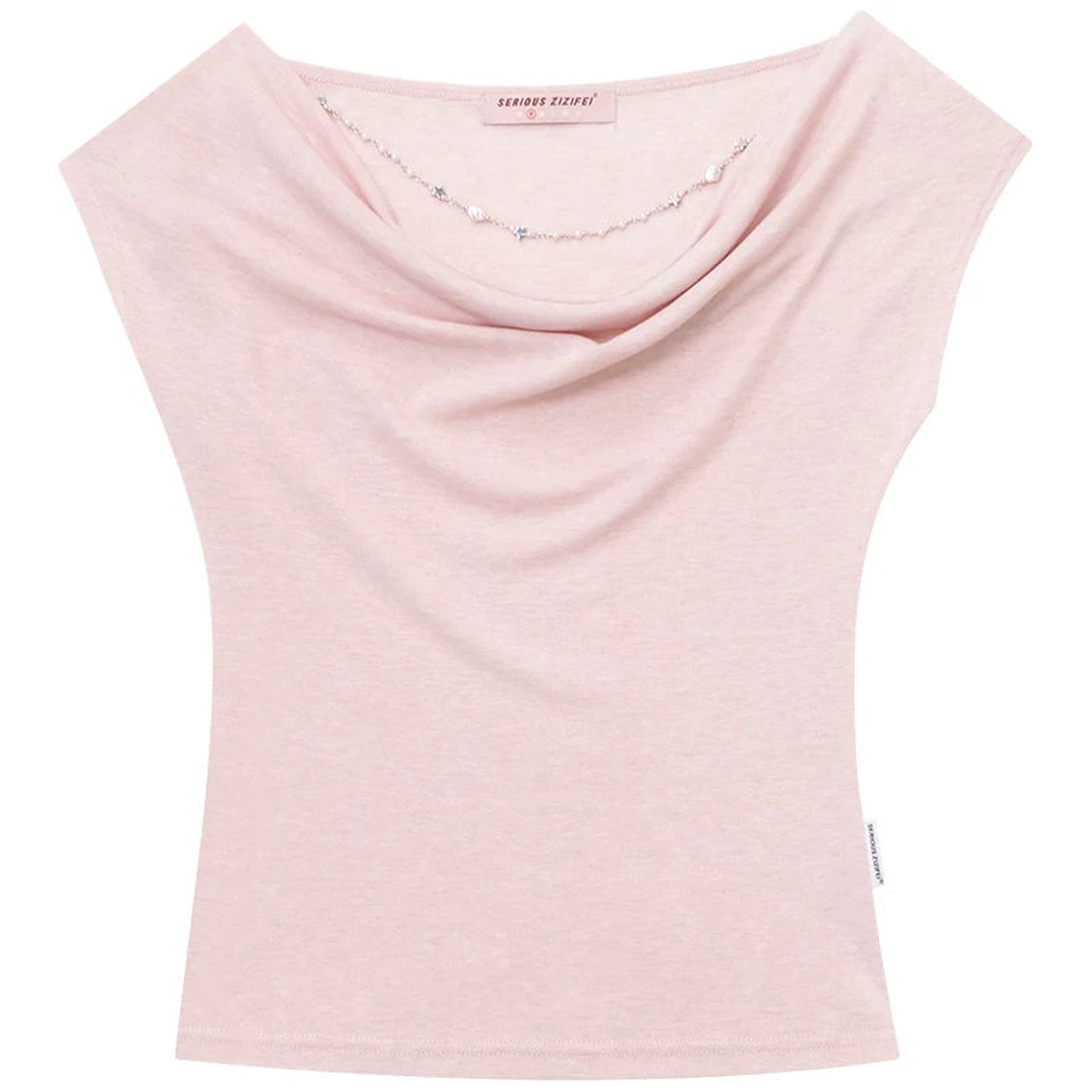 Peach Pink Chain Collar T-Shirt