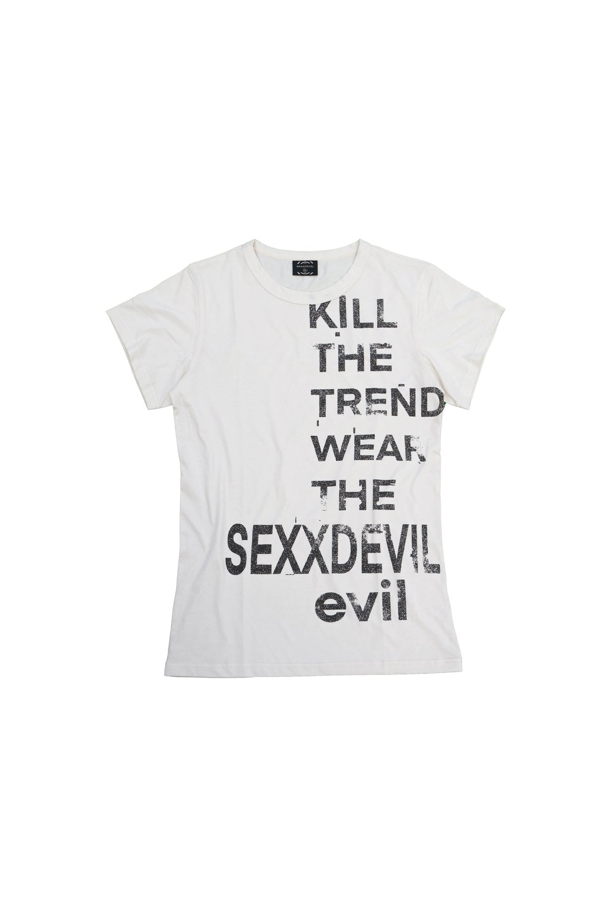 White Slogan Print Short-Sleeve T-Shirt