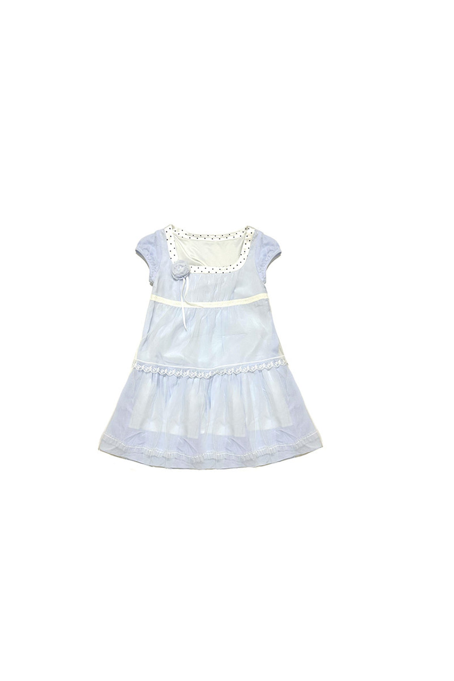 Baby Blue Floral Tulle Tiered Dress