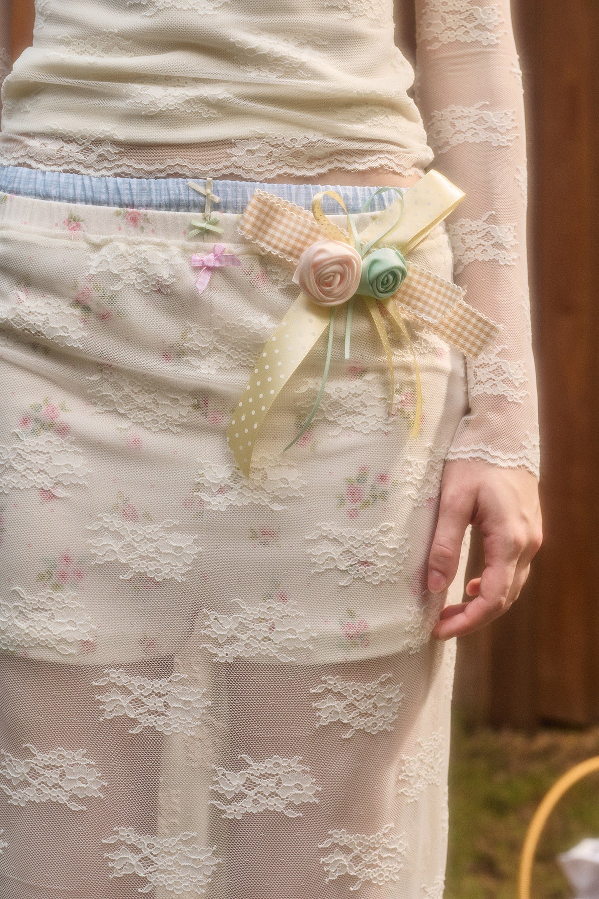 Layered-Look Lace Top and Skirt Set-Up