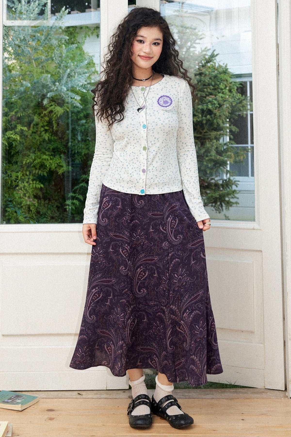 Floral Long Sleeve Knit Cardigan Top