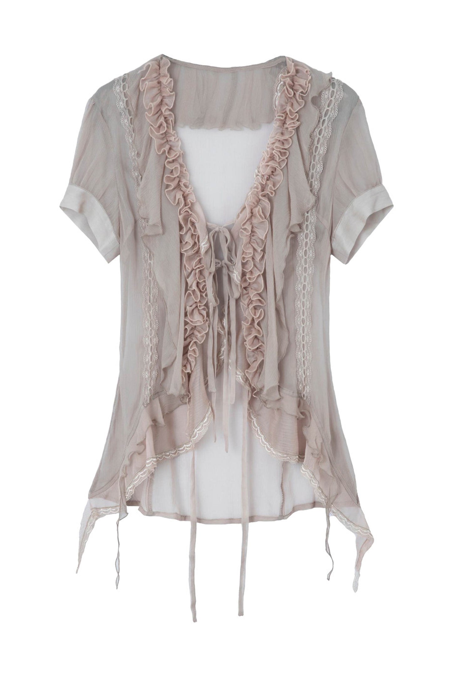 Textured Gauze Ruffled Blouse