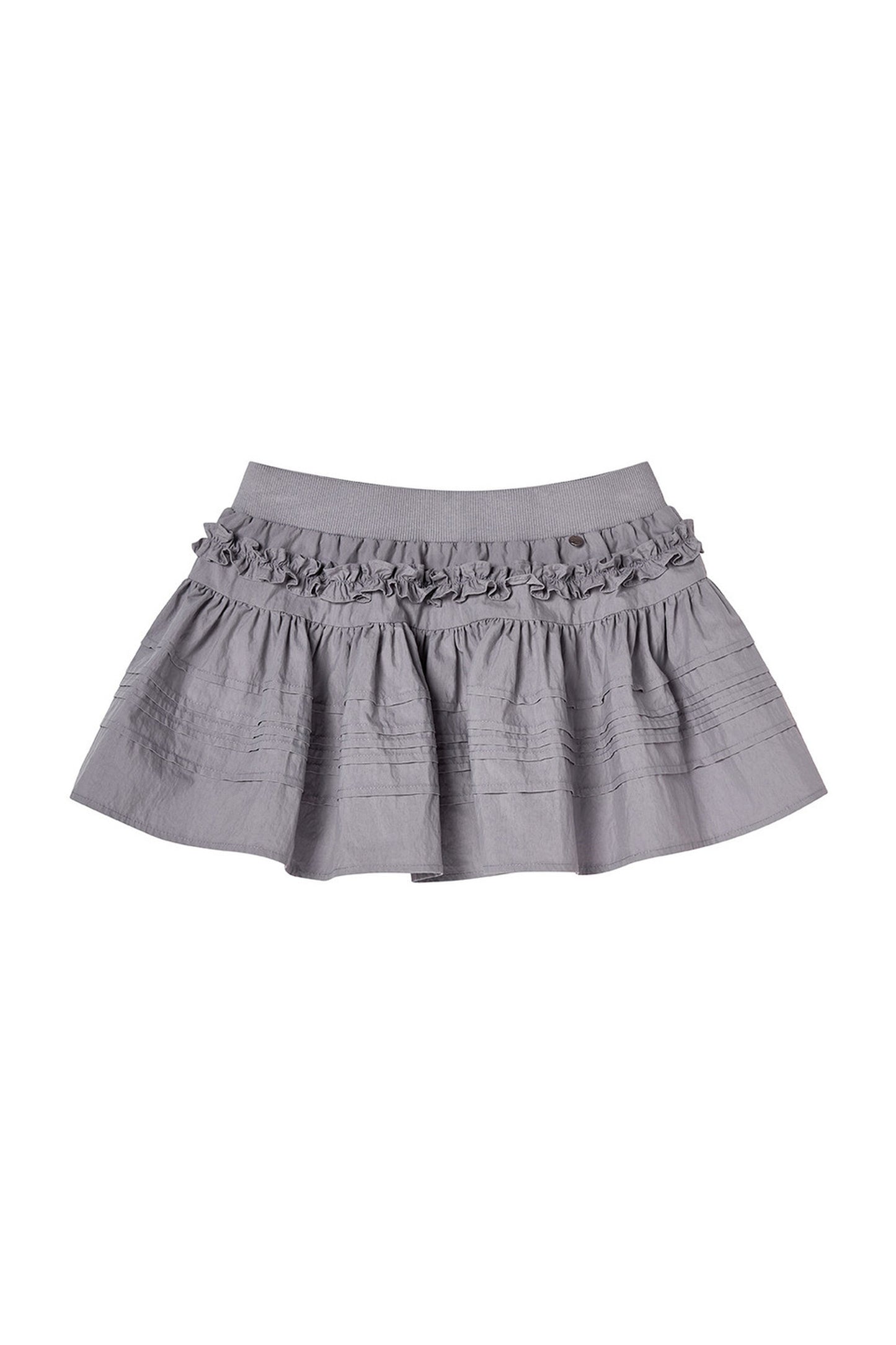 Purple Ruffle Trim Pleated Skirt