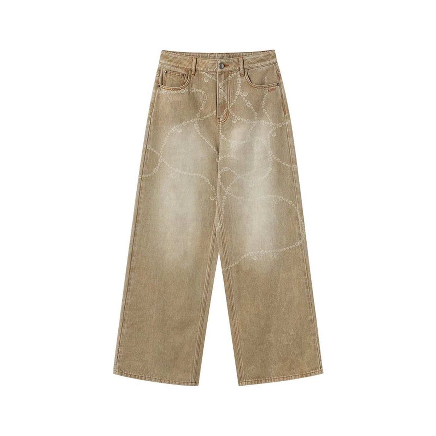 Wide-Leg Diamond Chain Jeans