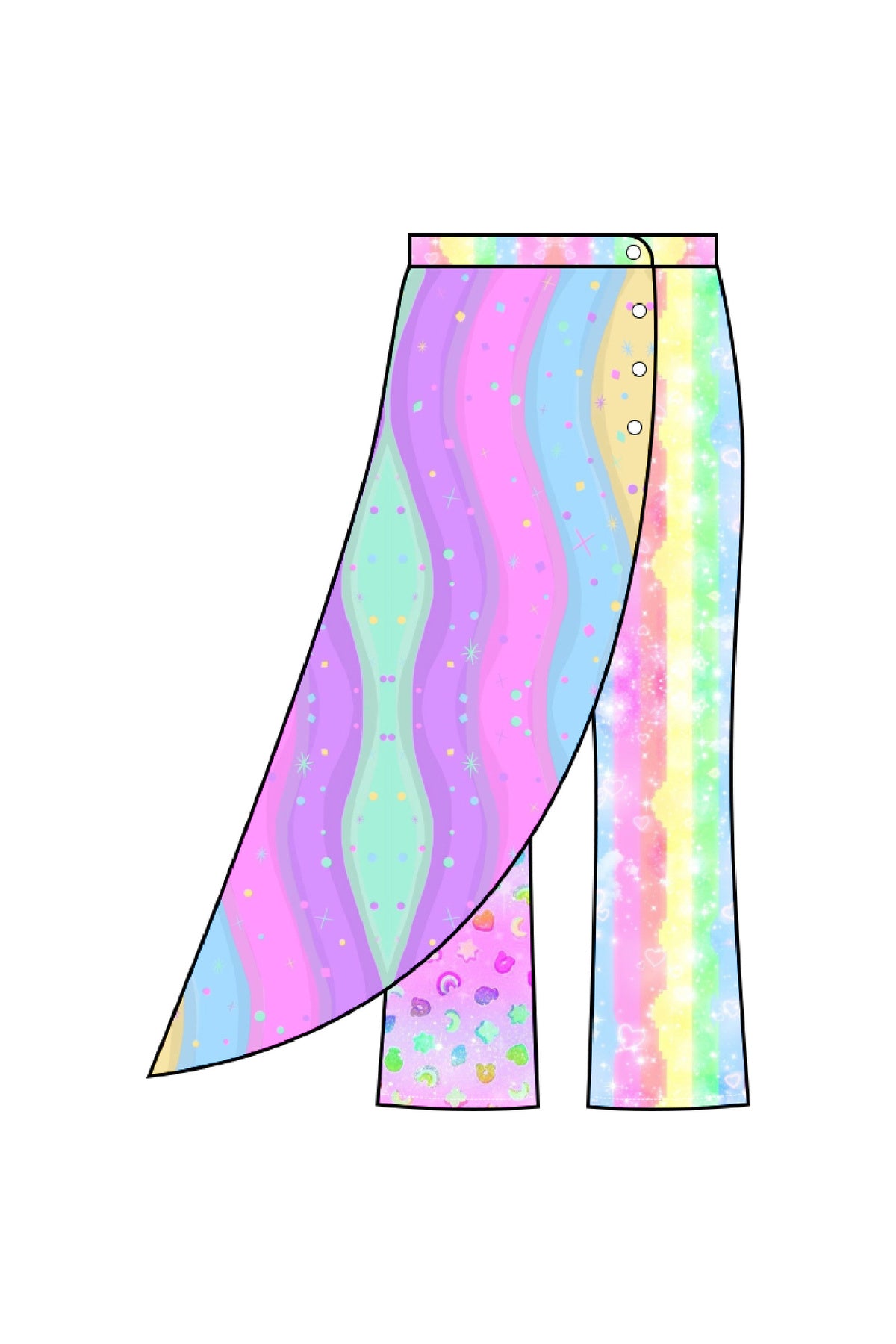 Macaron Color Layered-Look Wide-Leg Pants