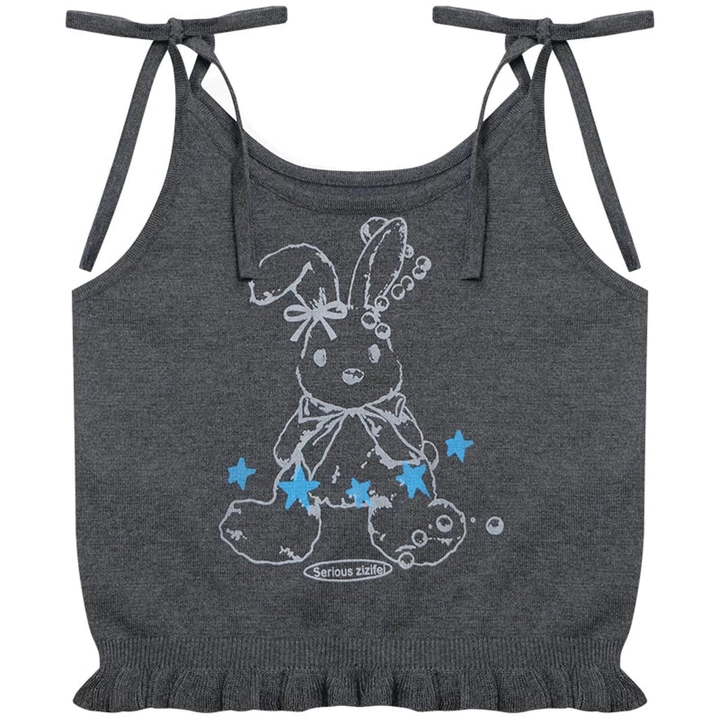 Playful Rabbit Tie-Up Tank Top