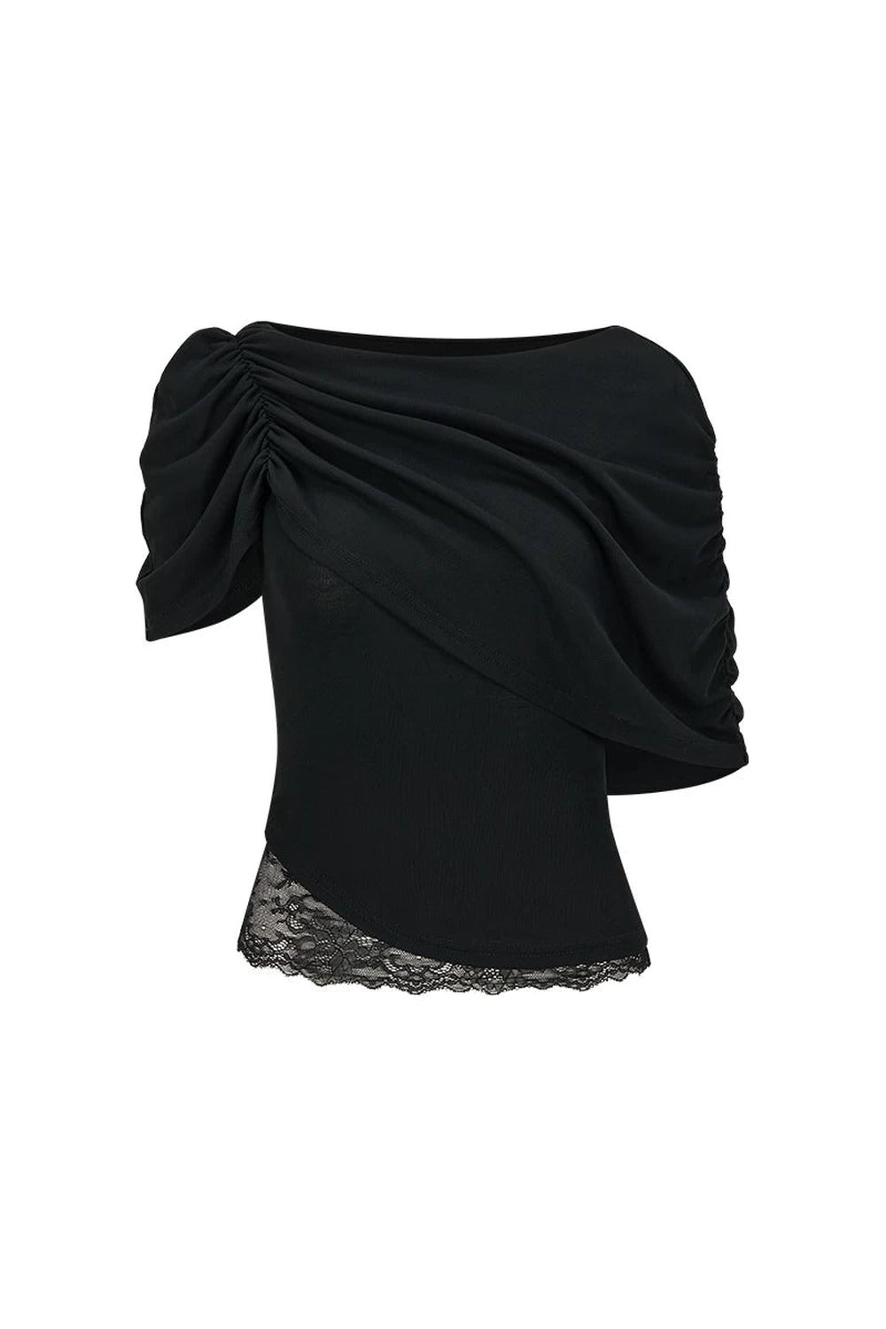 Ink Pleated Lace T-Shirt