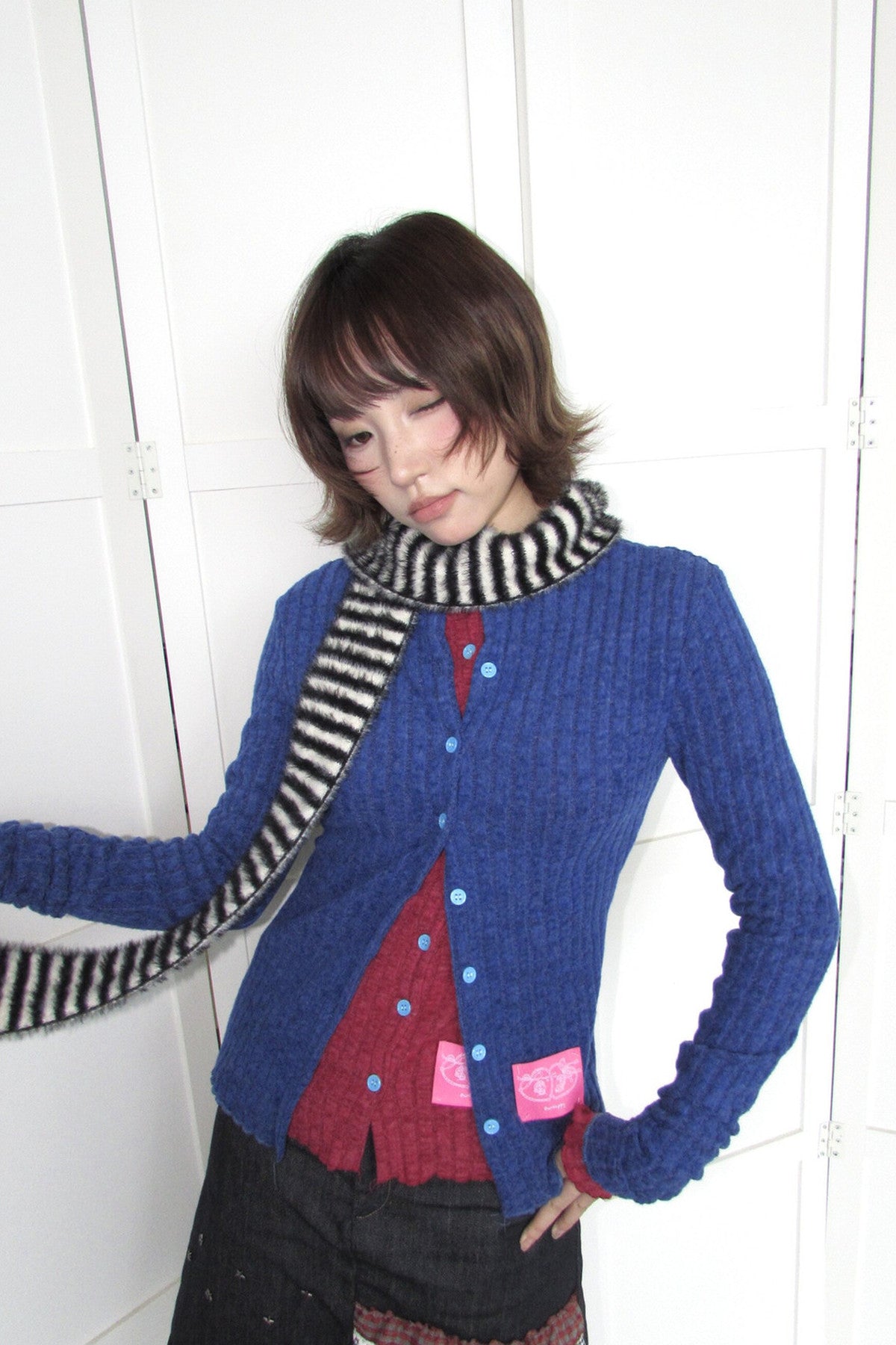 Candy-Colored Ribbed Versatile Button-Up Top