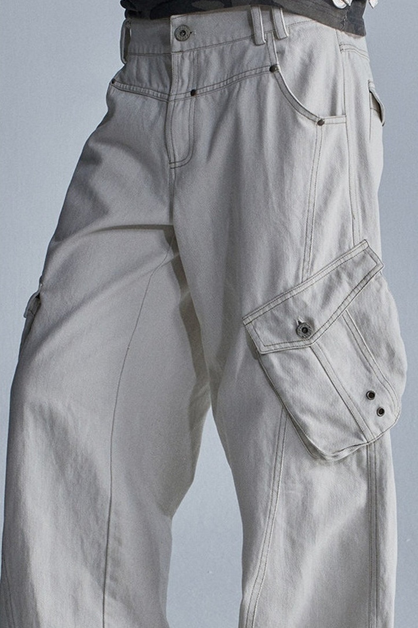 Tencel Cotton Color-Blocked Cargo Pants