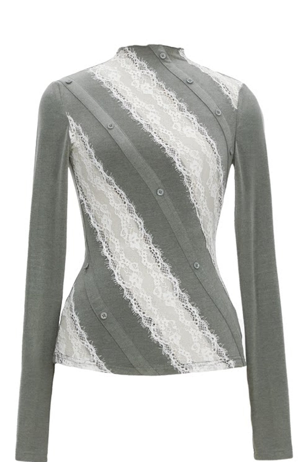 Graues Spitzen-Strickoberteil