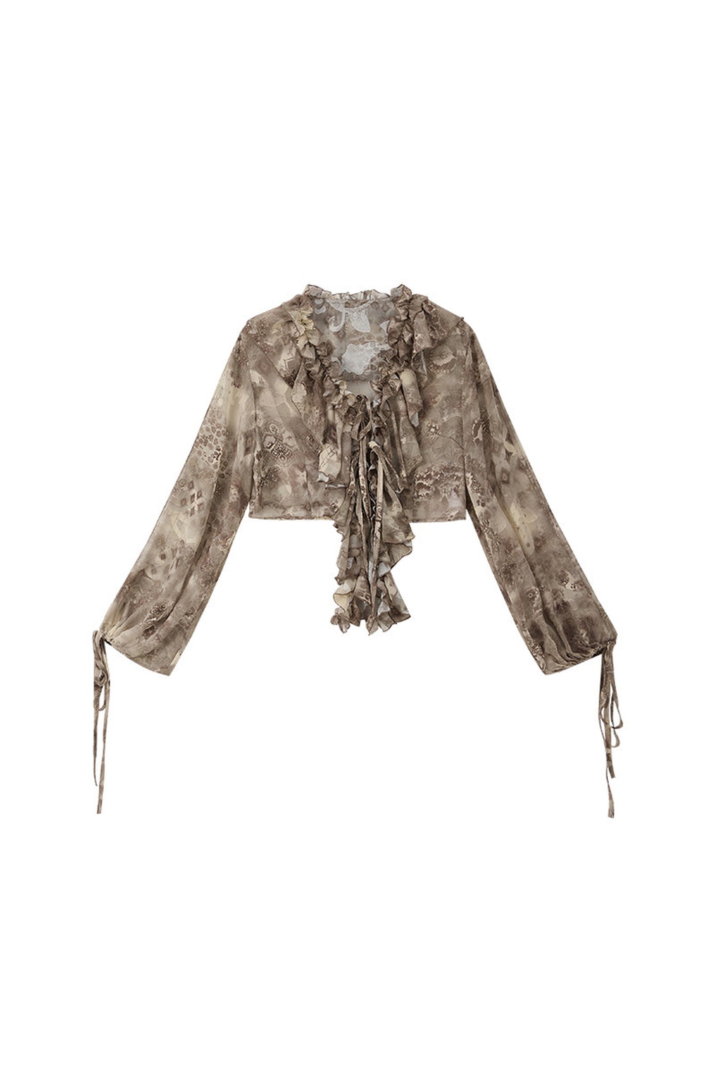 Blusa rétro con scollo a V e volant