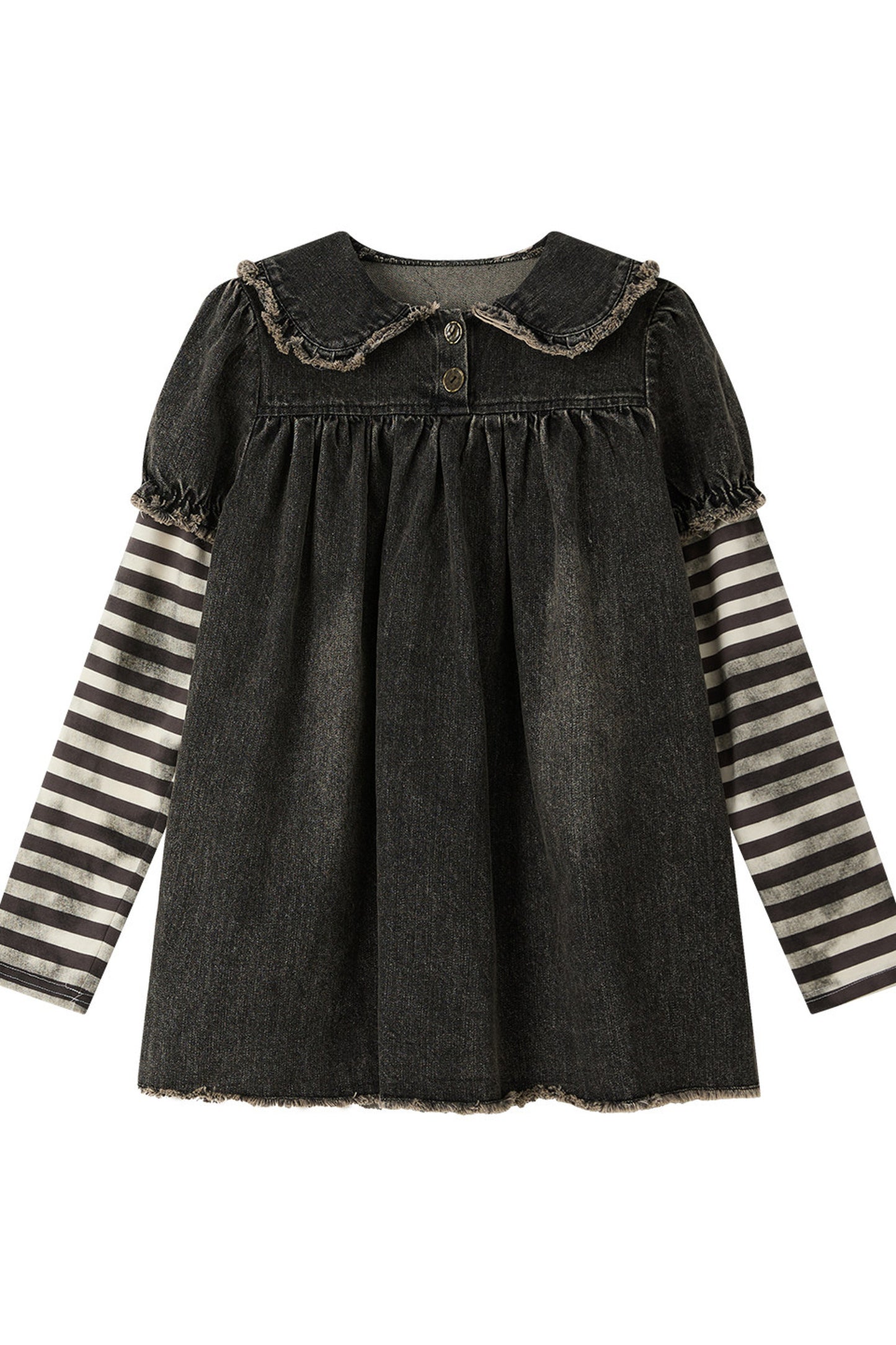 Robe en denim patchwork à rayures