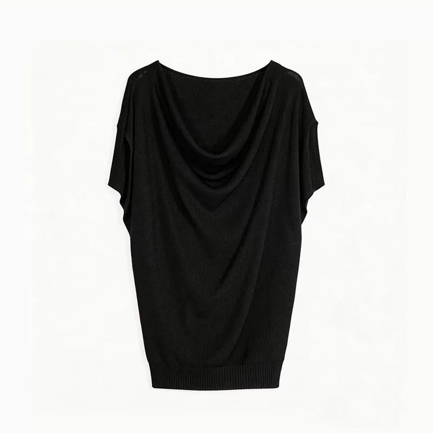 Black Tencel Drape Knitted Top