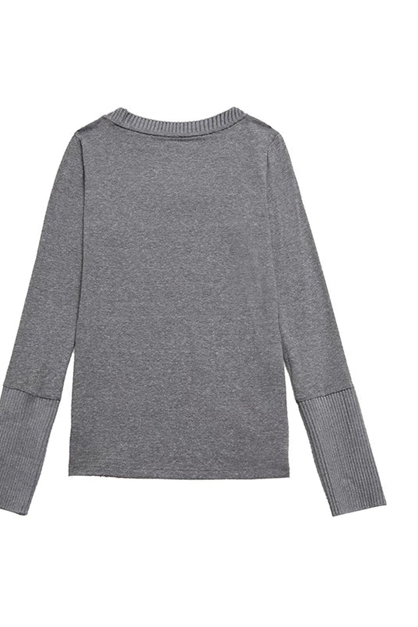Round Neck Patchwork Sleeves Drawstring Hem Tee