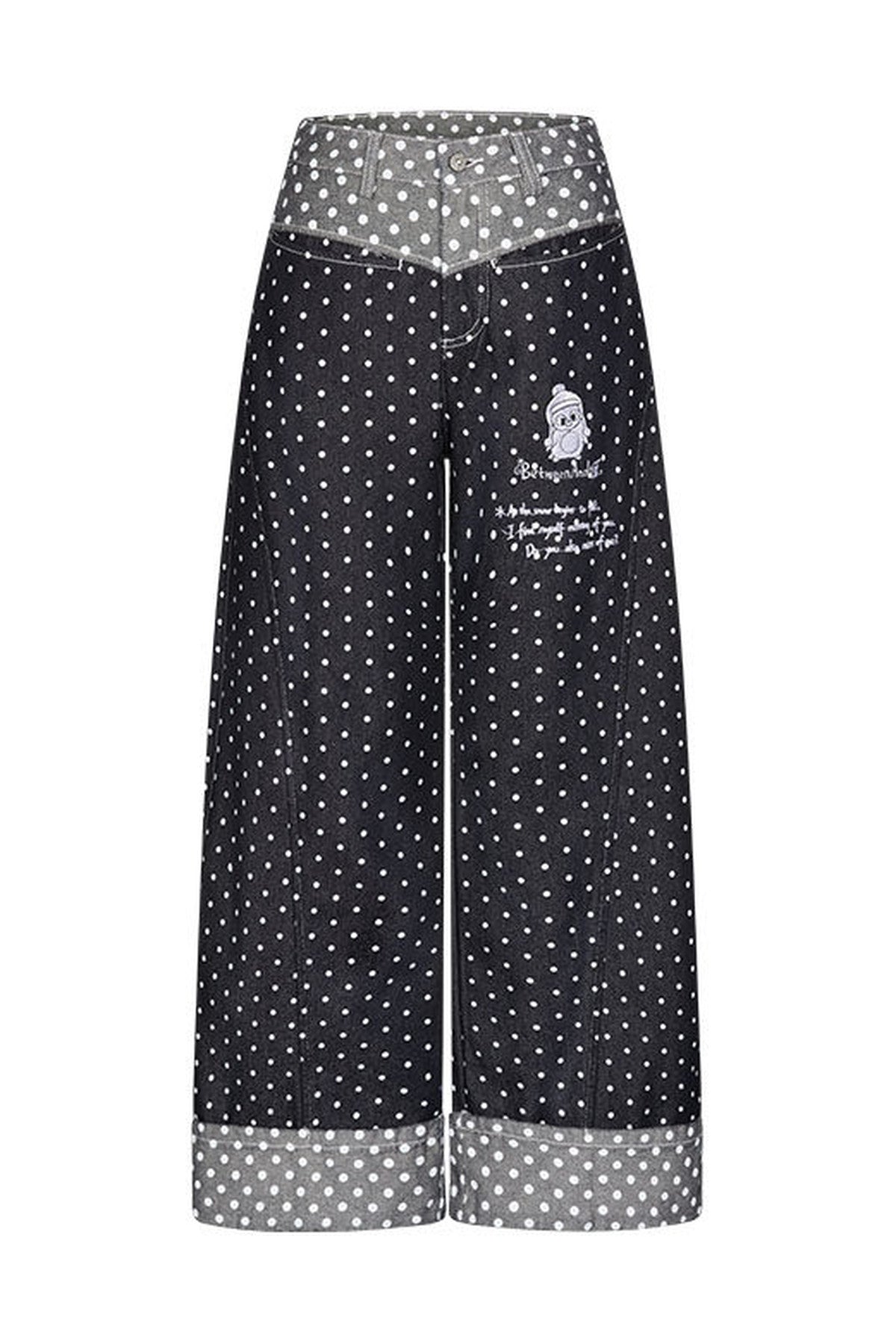 Embroidery Polka Dot Jeans