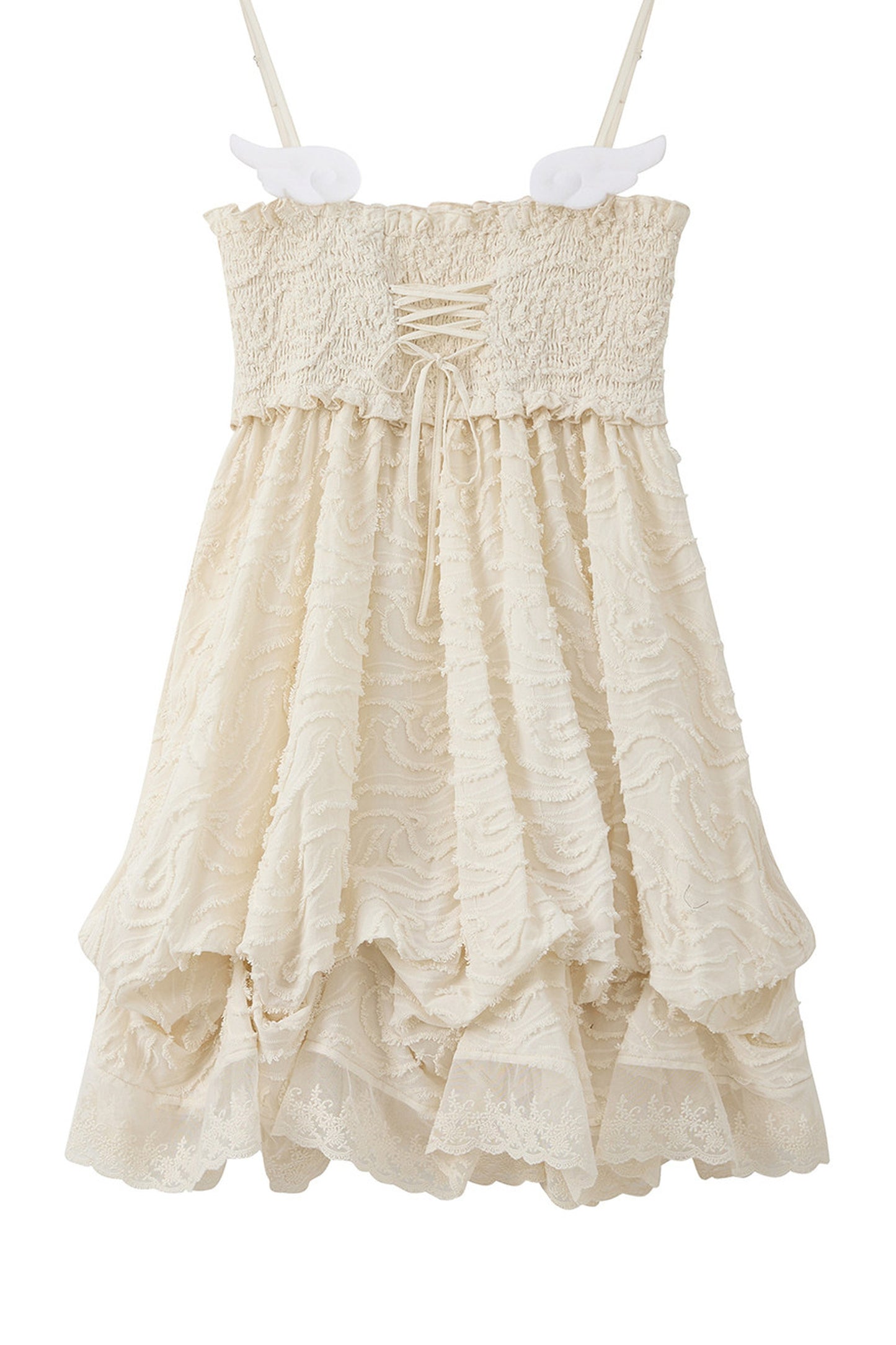 Pleated Lace Texture Camisole Dress