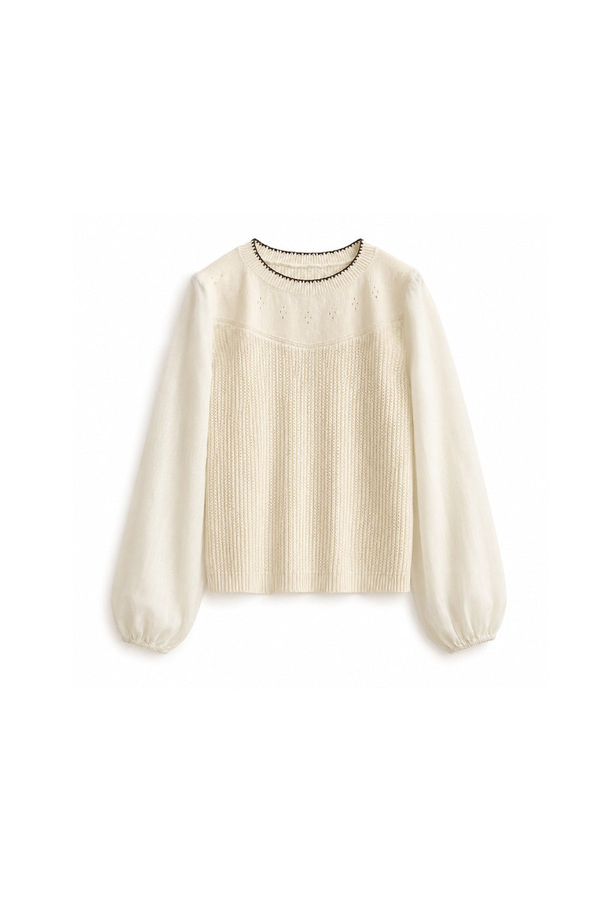 Layered-Look Hollow Knit Top