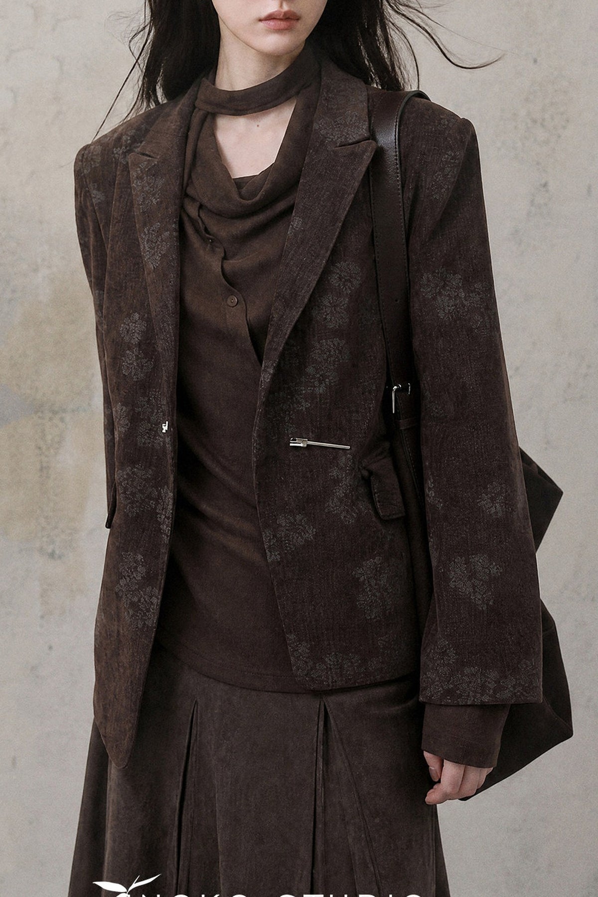 Asymmetrical Chestnut Suit Blazer