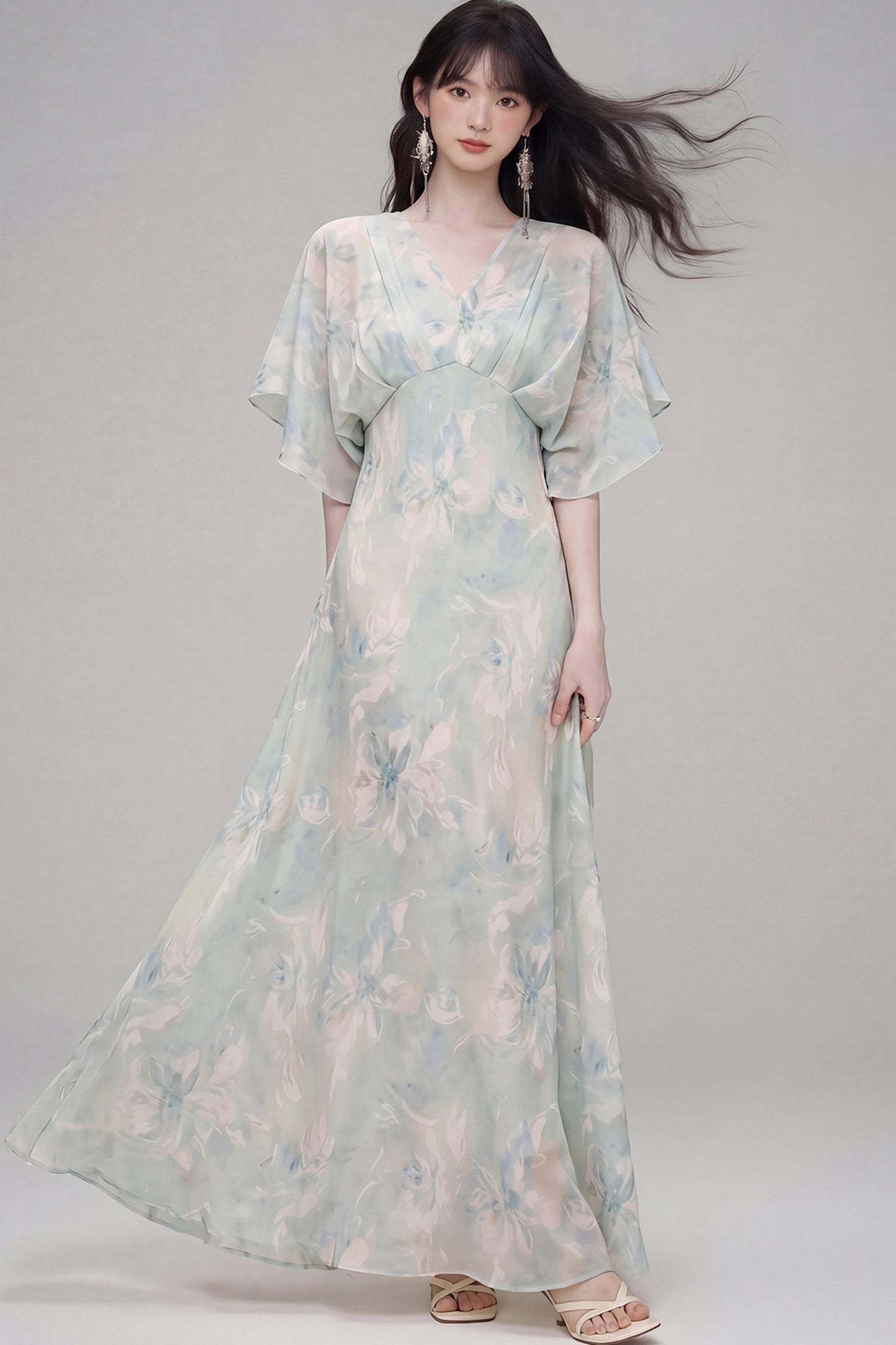 Pink Lotus Gradient Floral Dress