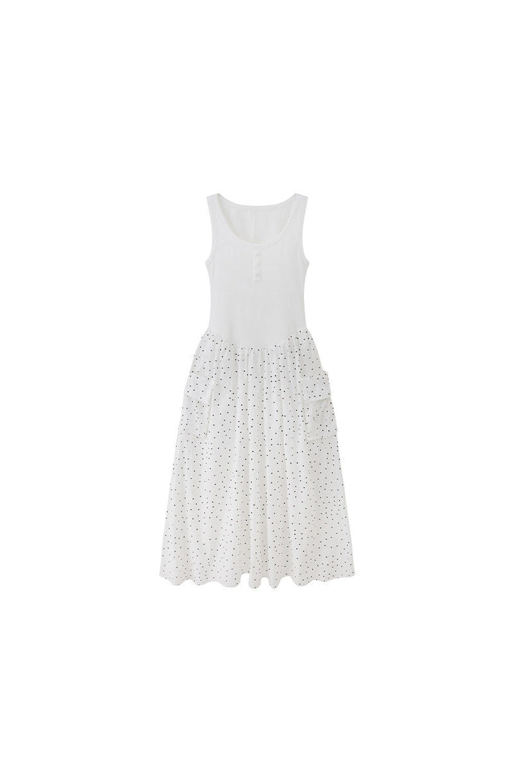 Sleeveless Polka Dot A-Line Maxi Dress
