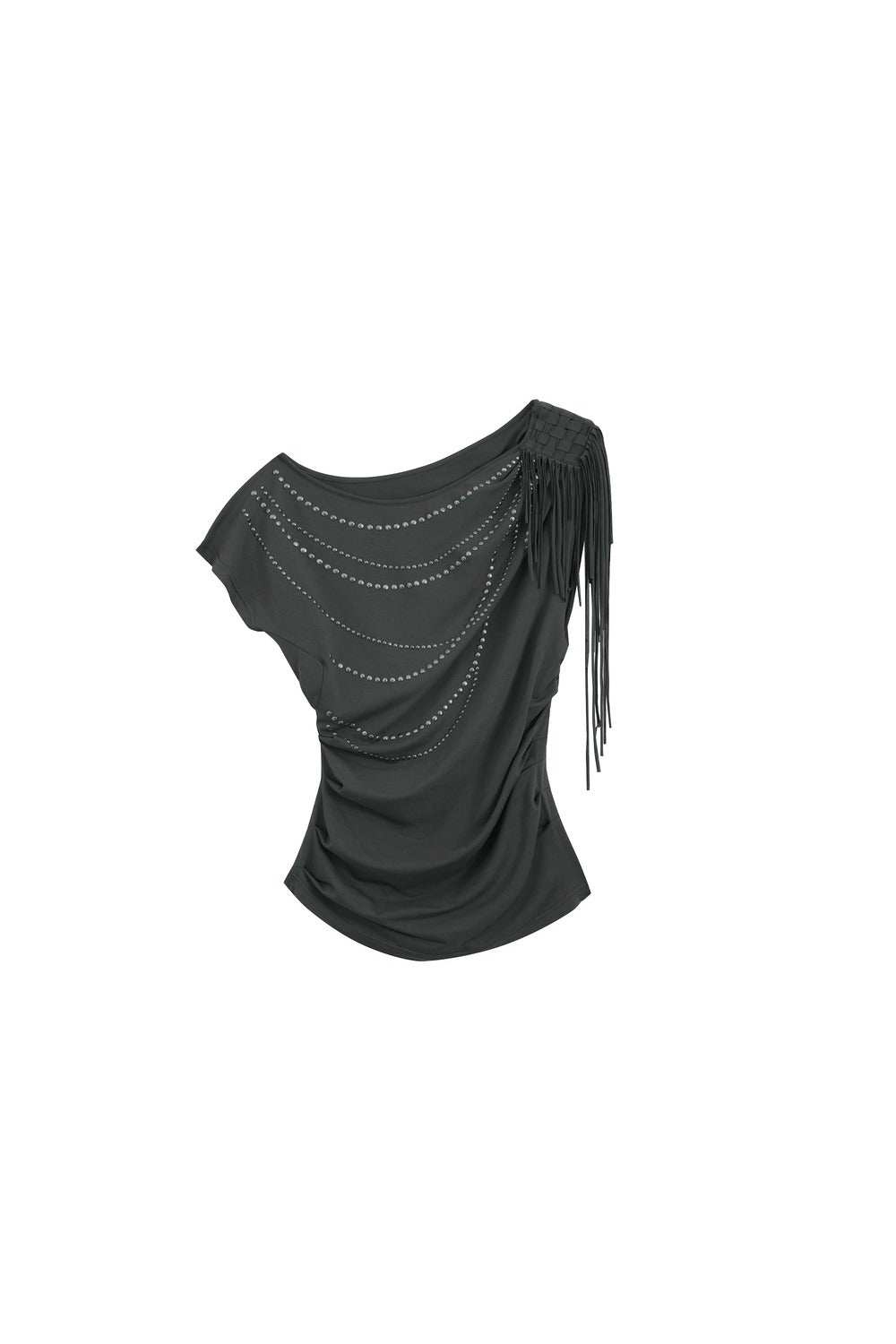 Rhinestone Off-Shoulder Batwing Blouse