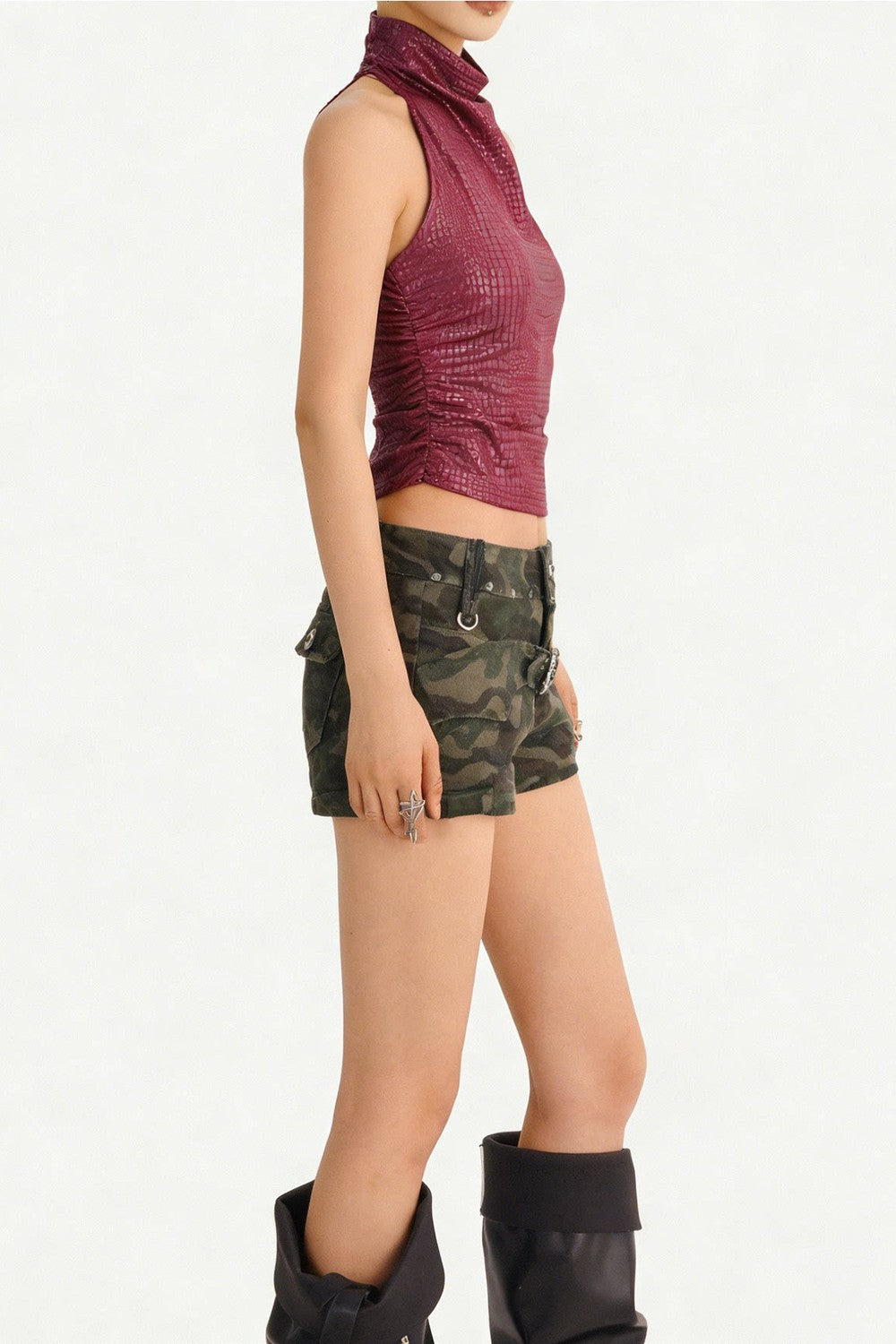 Red Halter Neck Backless Top