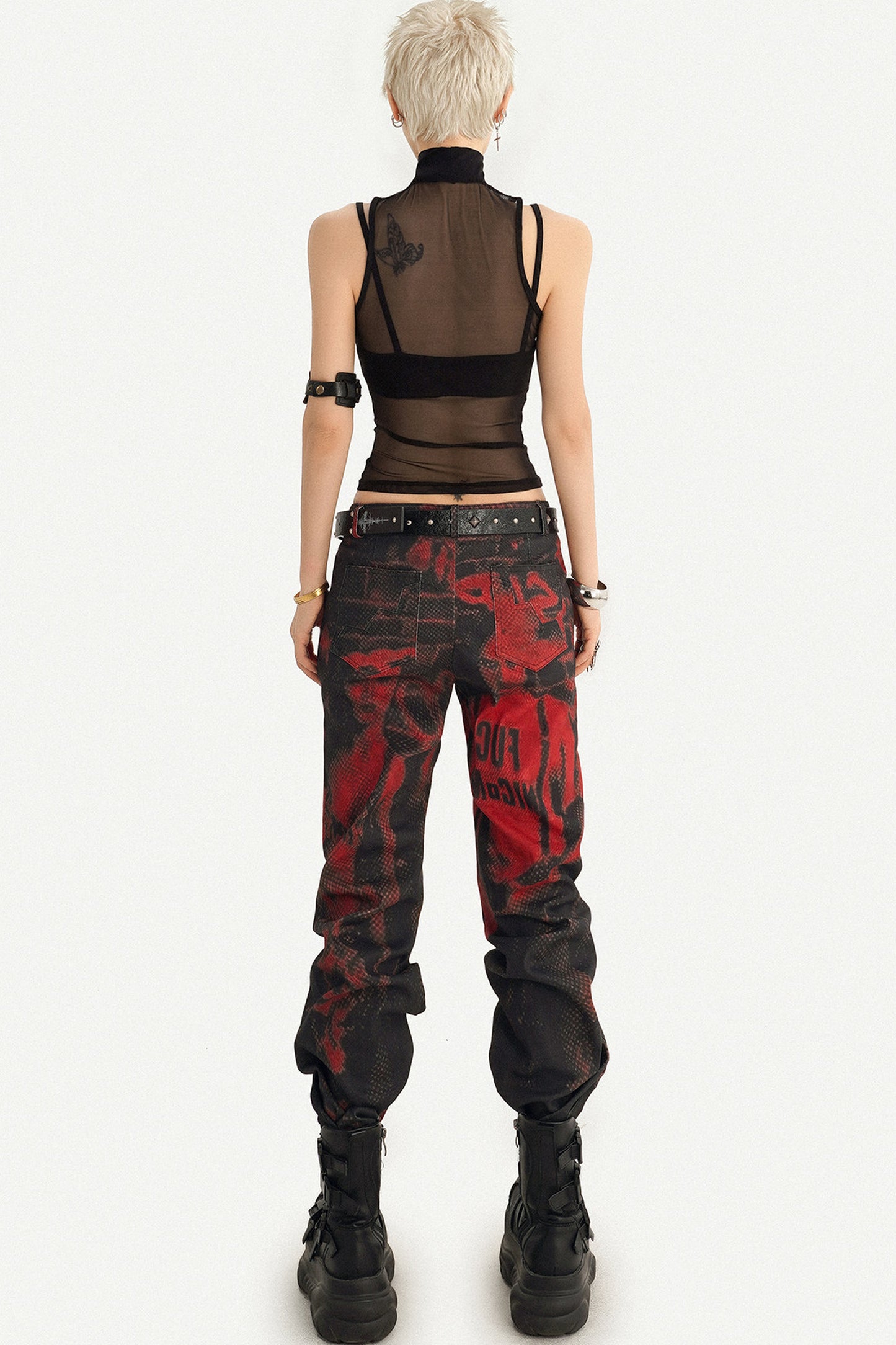 Snake Print Mesh Camisole Set