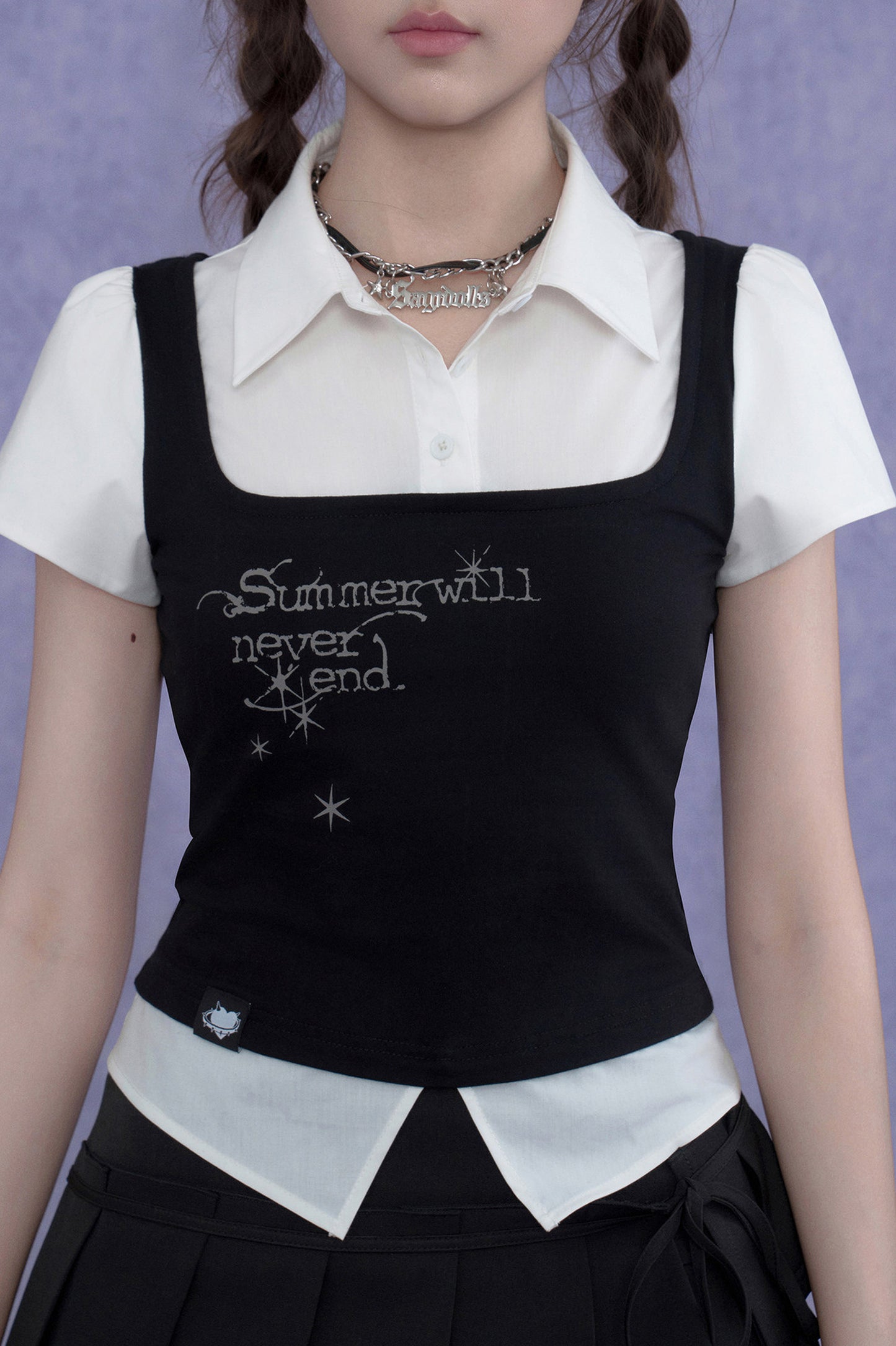 Sweet Academy Style Knitted Top Set-Up