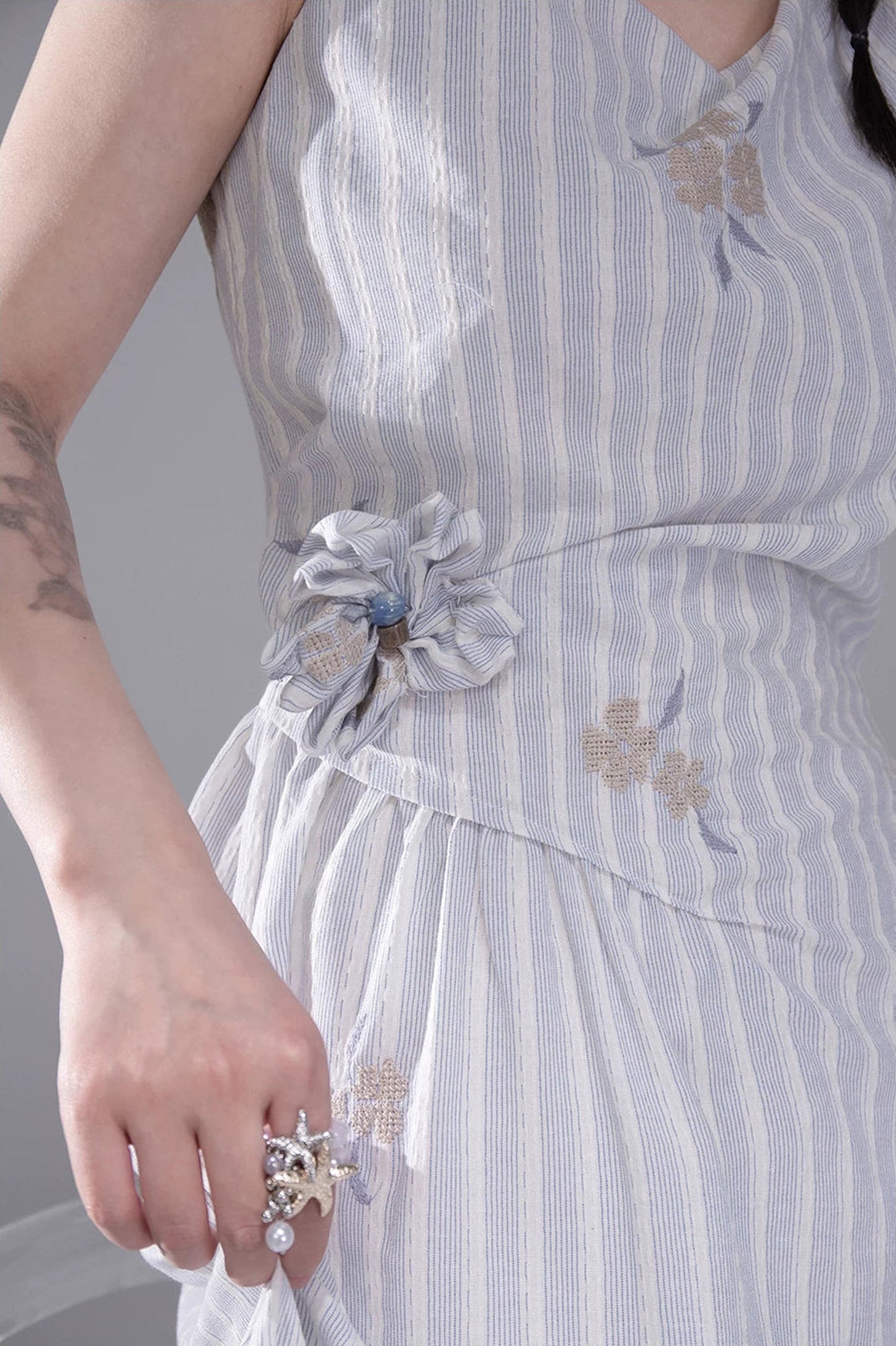 Mist Blue Striped Tank Dress
