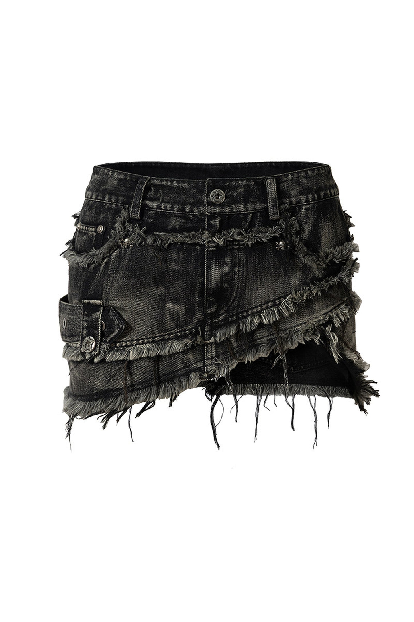 Retro Distressed Denim Skirt