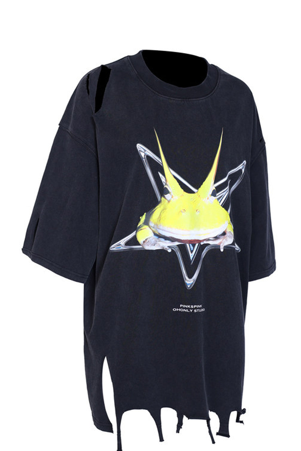 Rock Frog Distressed Irregular Hem T-Shirt