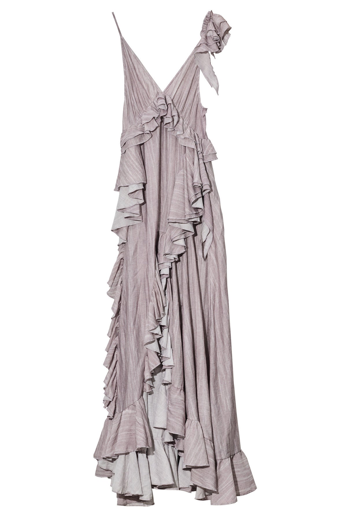 Dirty Pink Irregular Ruffle Strap Dress