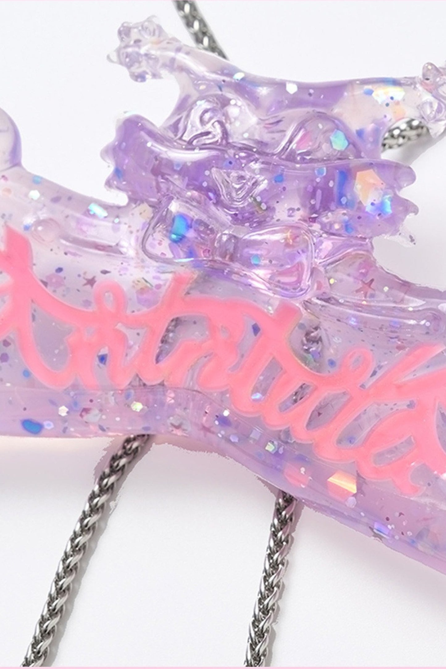 Collier violet translucide en gelée avec nœud et chat