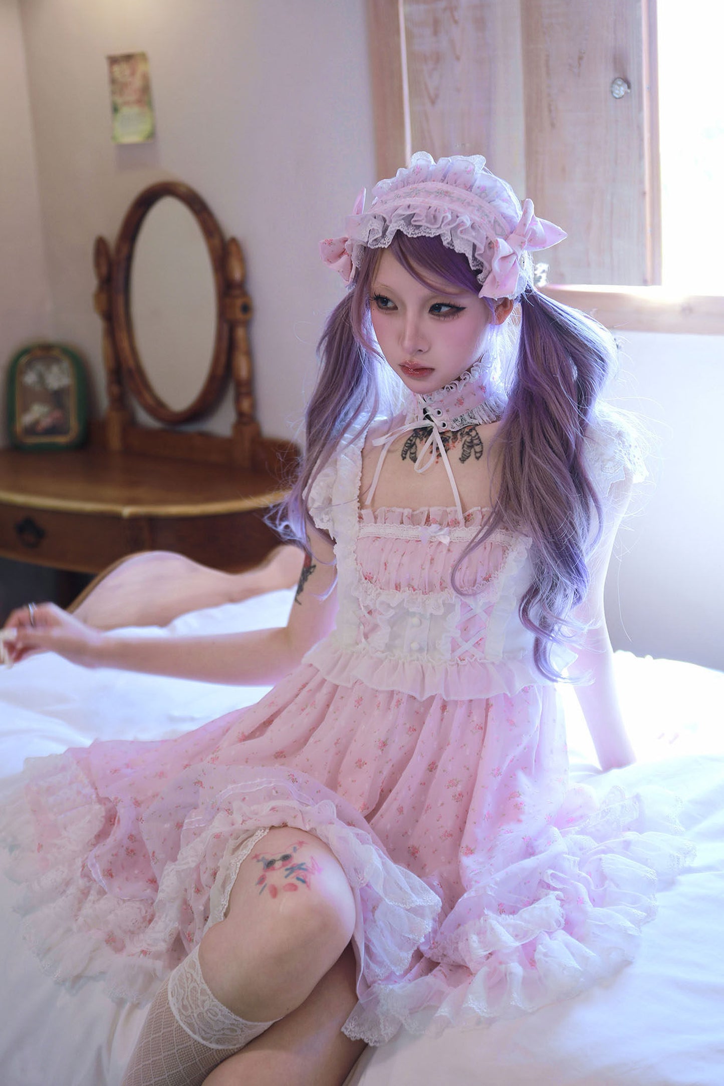 Floral Polka Dot Bud Dress With Headband