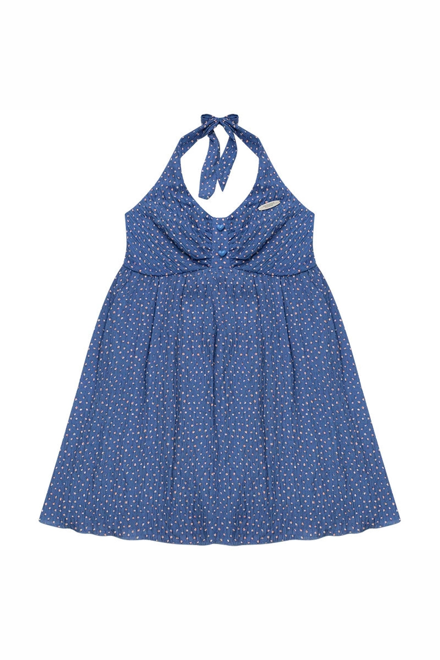 Blue Floral Waist-Tie Halter Camisole