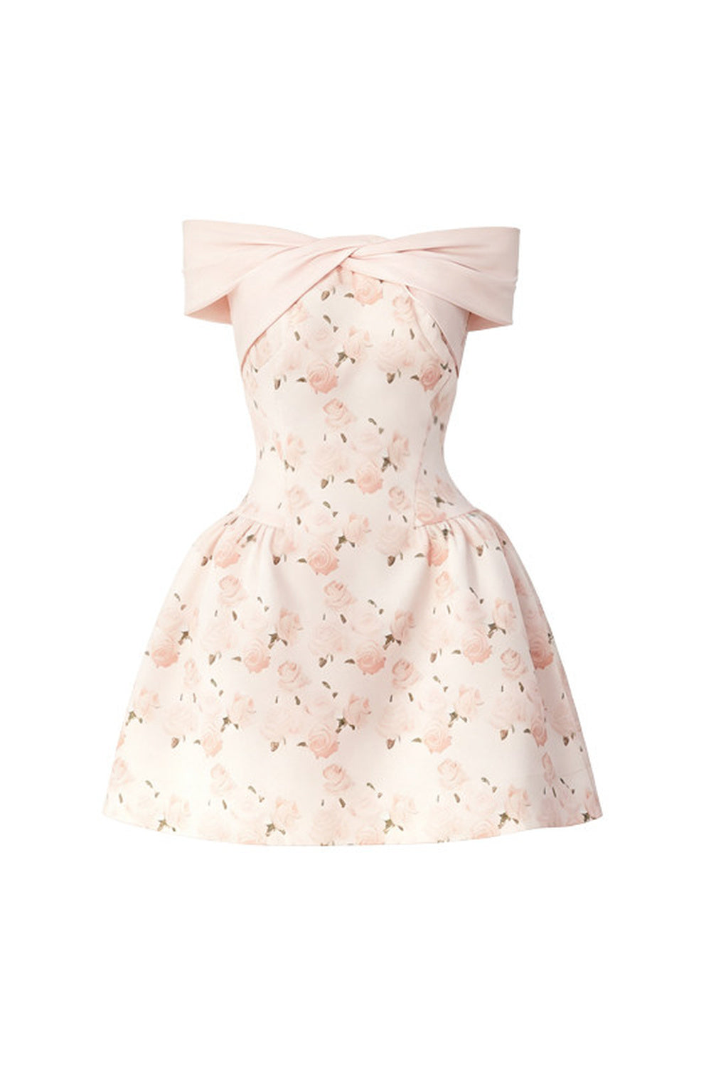 Pink Satin Rose Print Dress