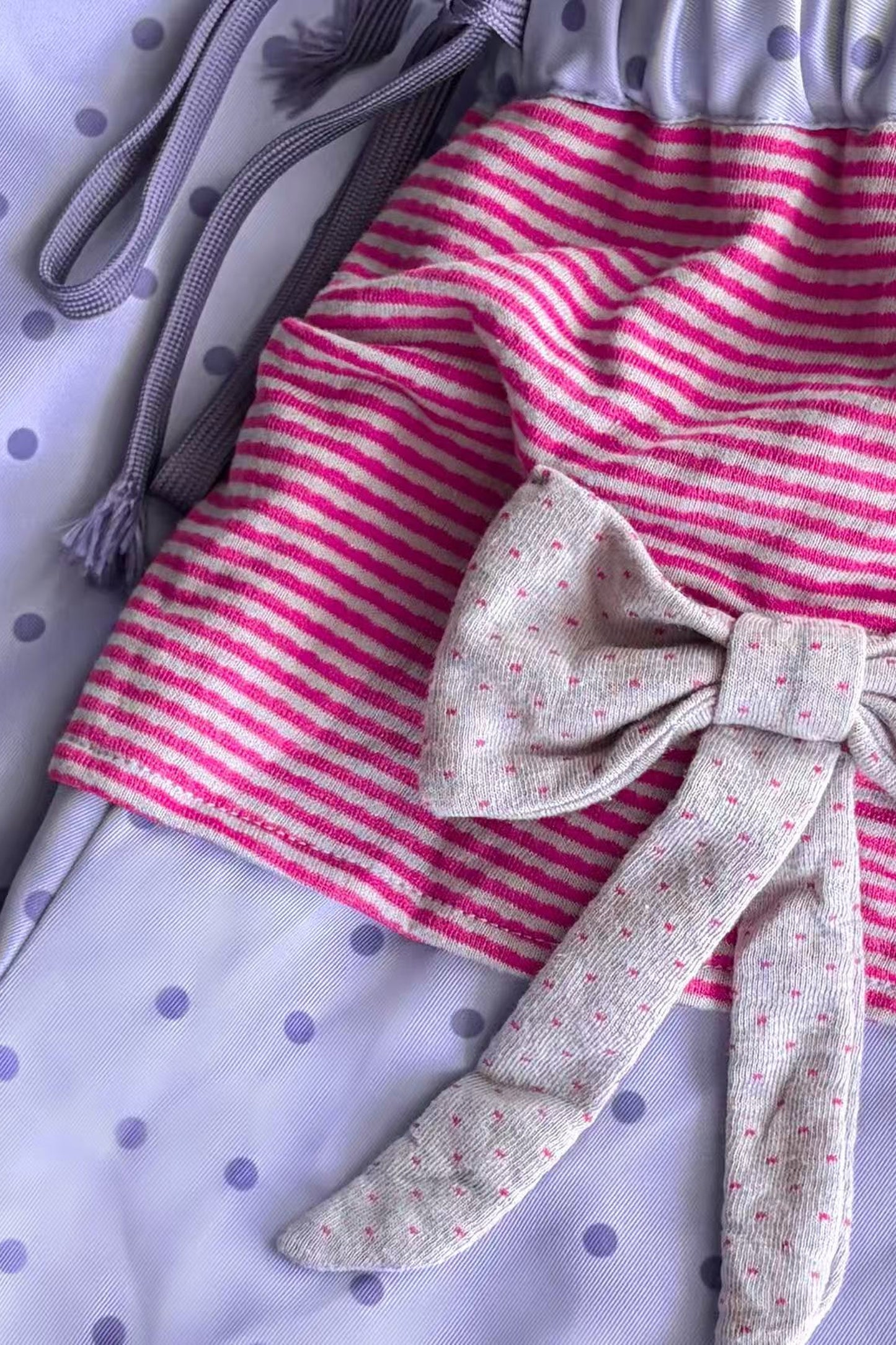 Striped Bow Patchwork Pants