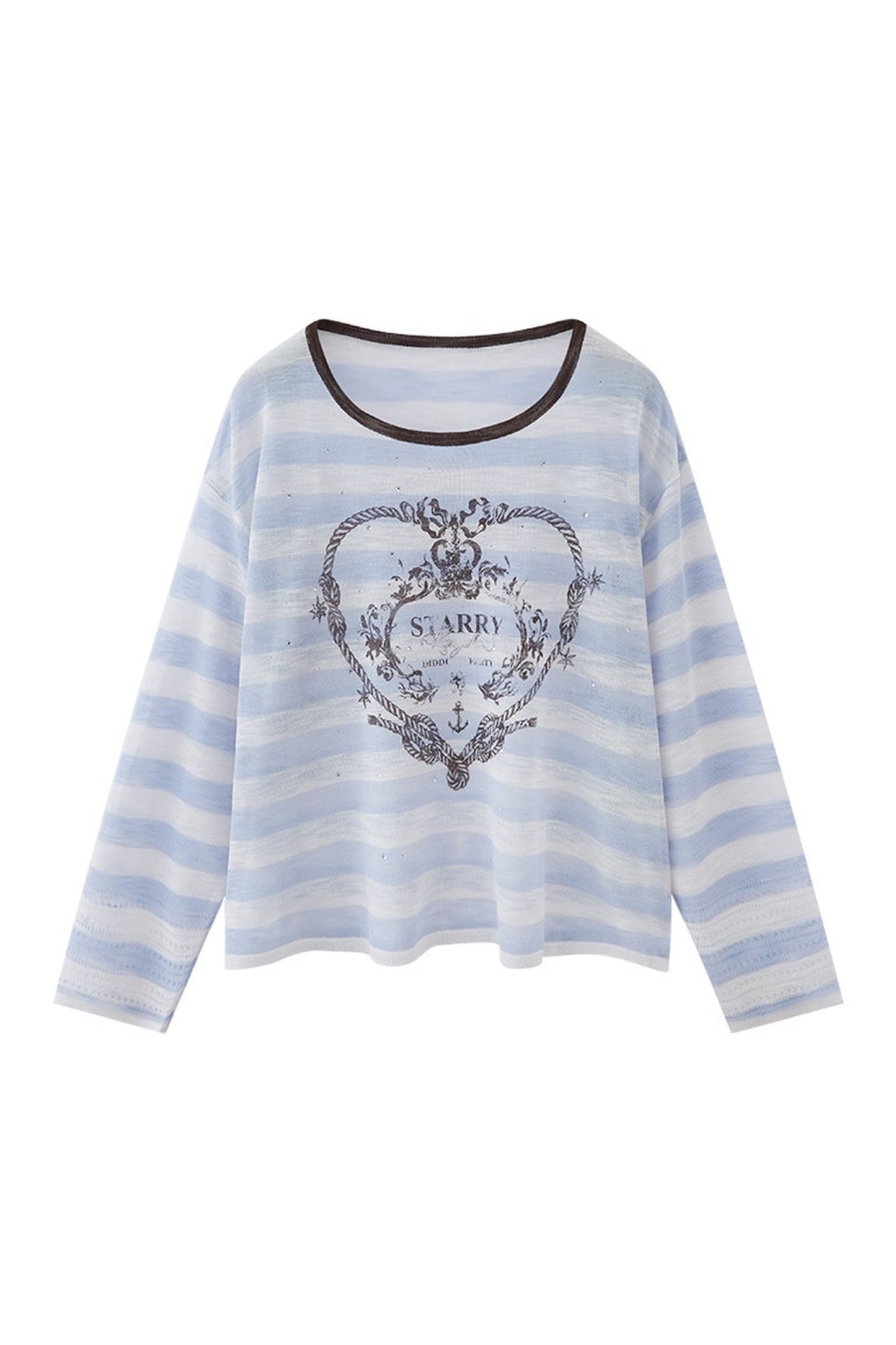 Blusa in maglia a righe con cuore annodato