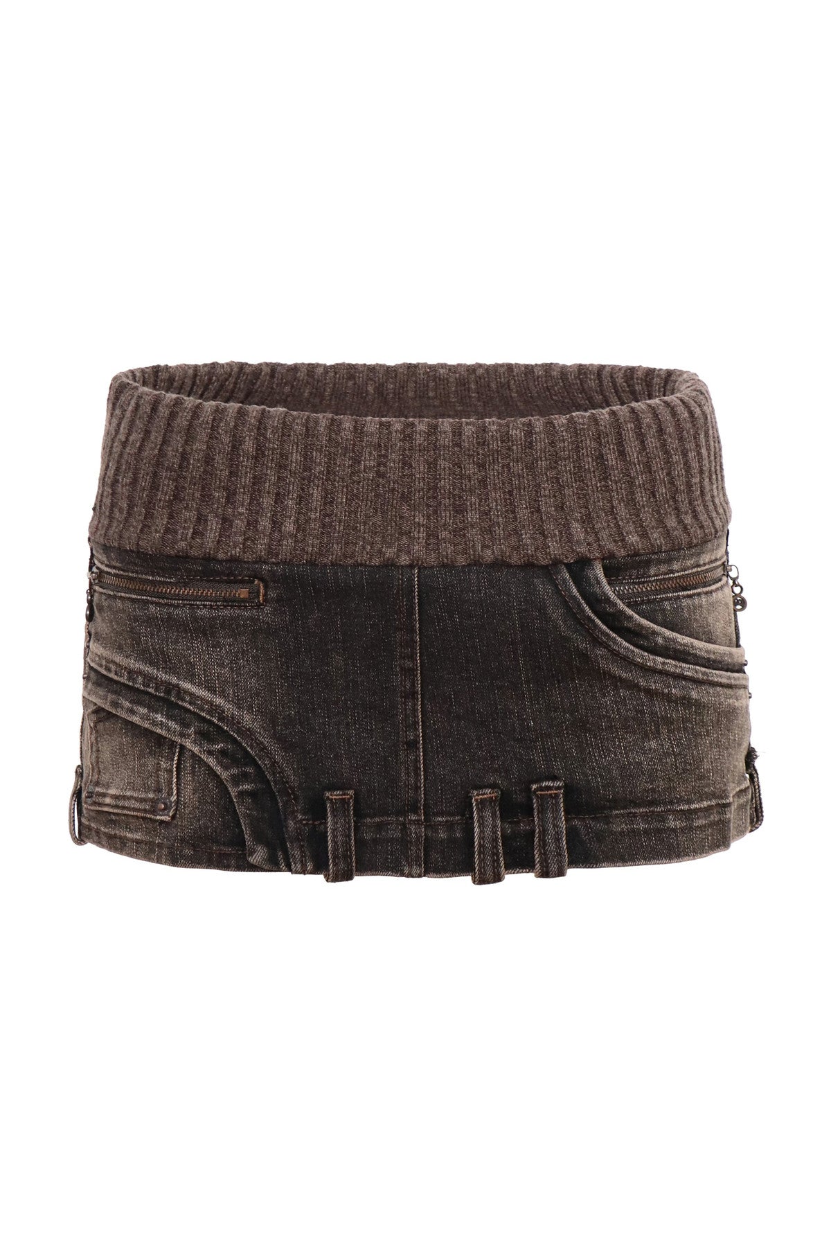 Deconstructed Knit Denim Skirt